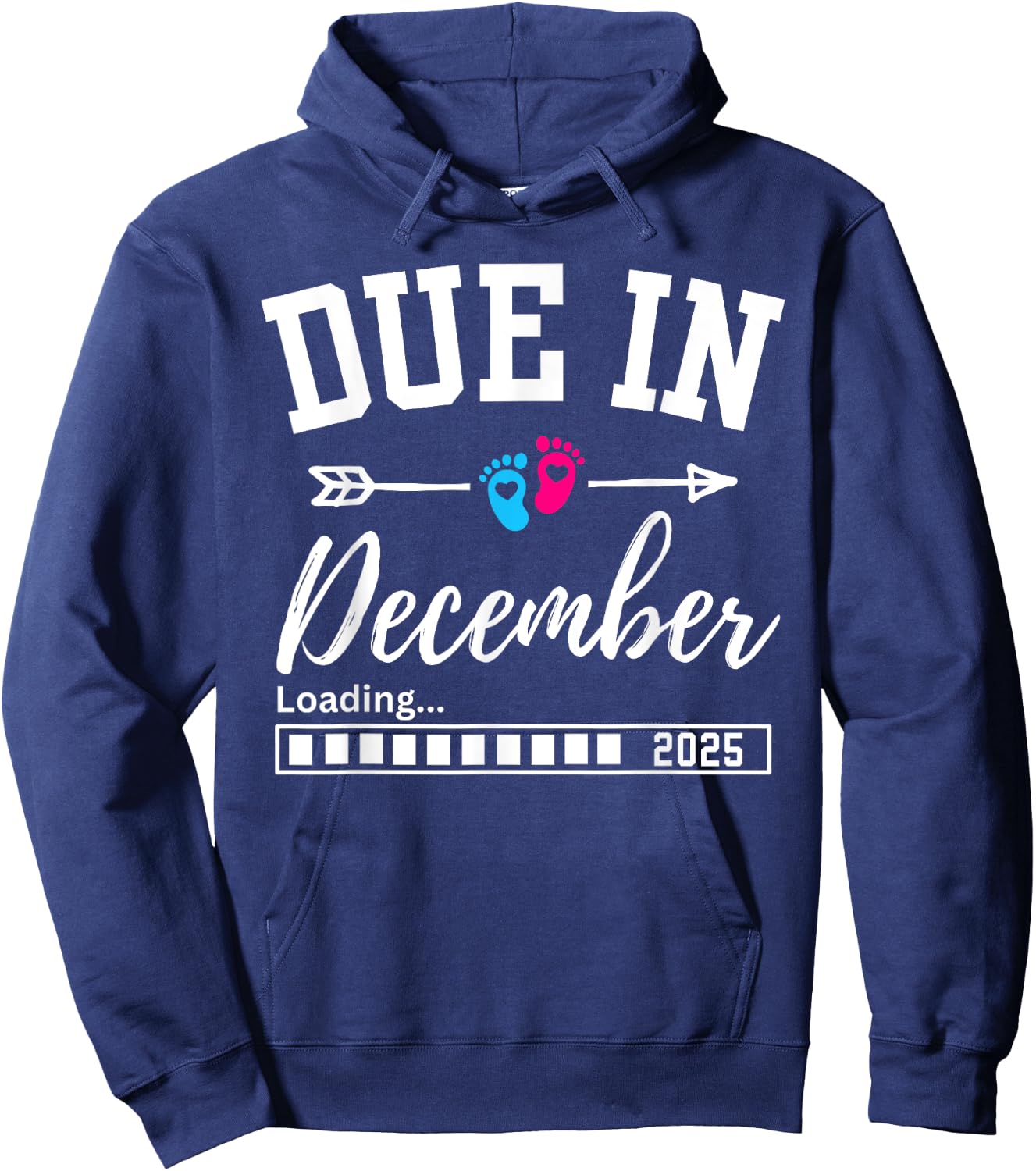 Due In December Loading 2025 New Baby Pregnancy Announcement Hoodie - Hoodie | Navy