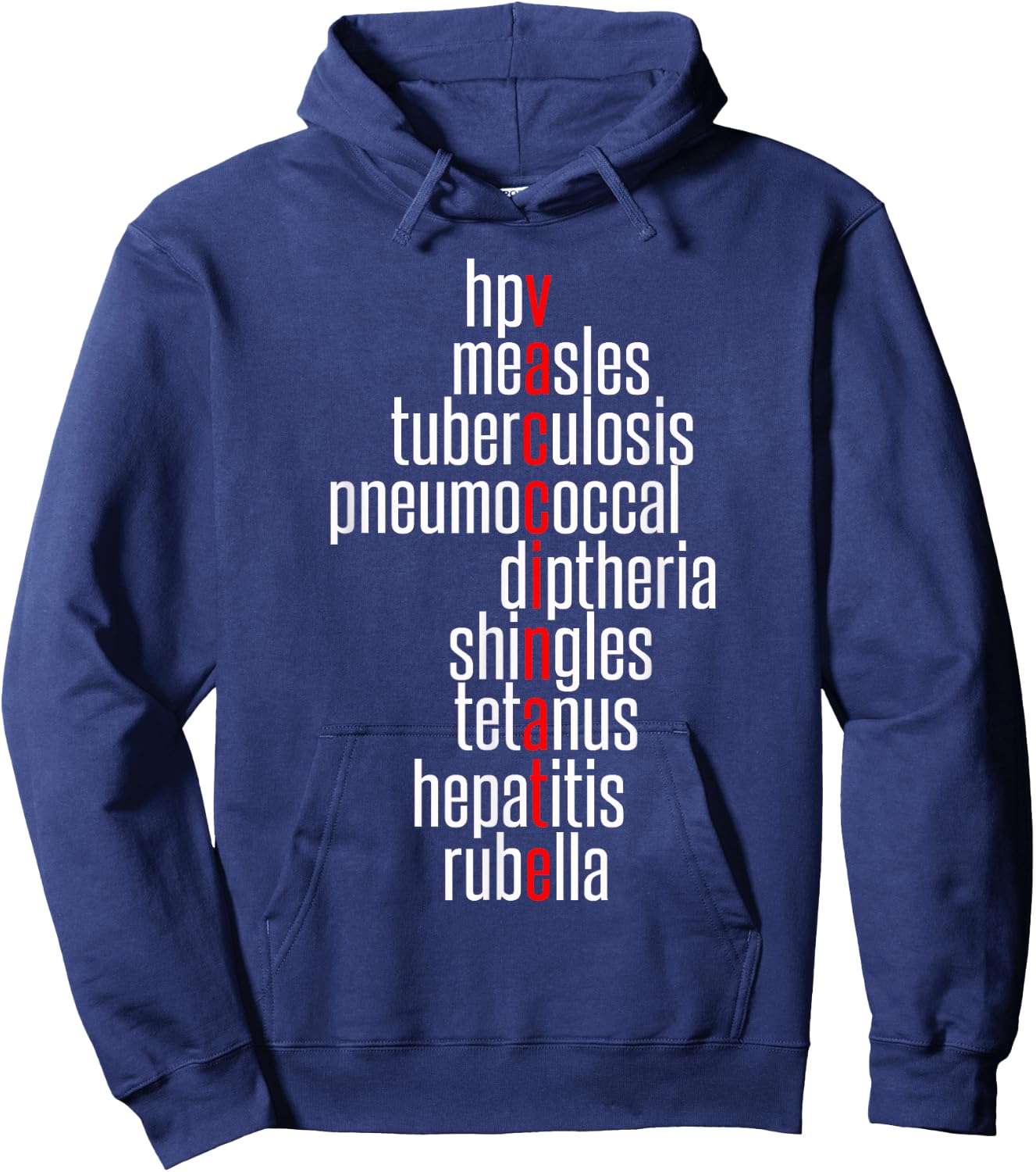 Vaccinate - Immunization Awareness Month - Vaccinations List Hoodie - Hoodie | Navy