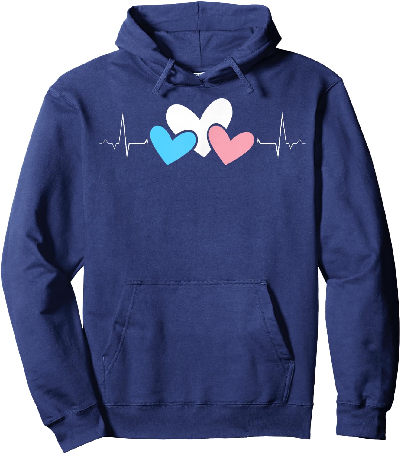 Transgender Hearts Heartbeat LGBTQ+ Pride Love Colors Hoodie - Hoodie | Navy