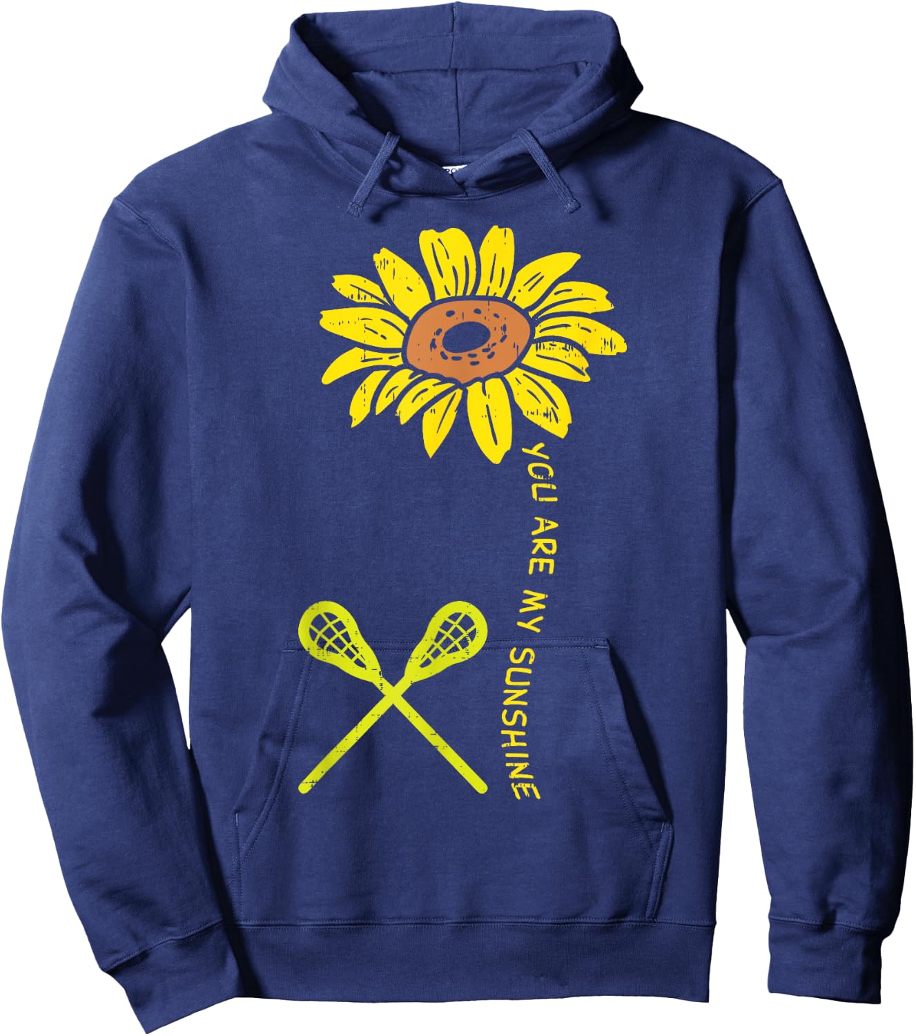 Sunflower Sunshine Lacrosse Lax Player Goalie Men Women Kids Hoodie - Hoodie | Navy