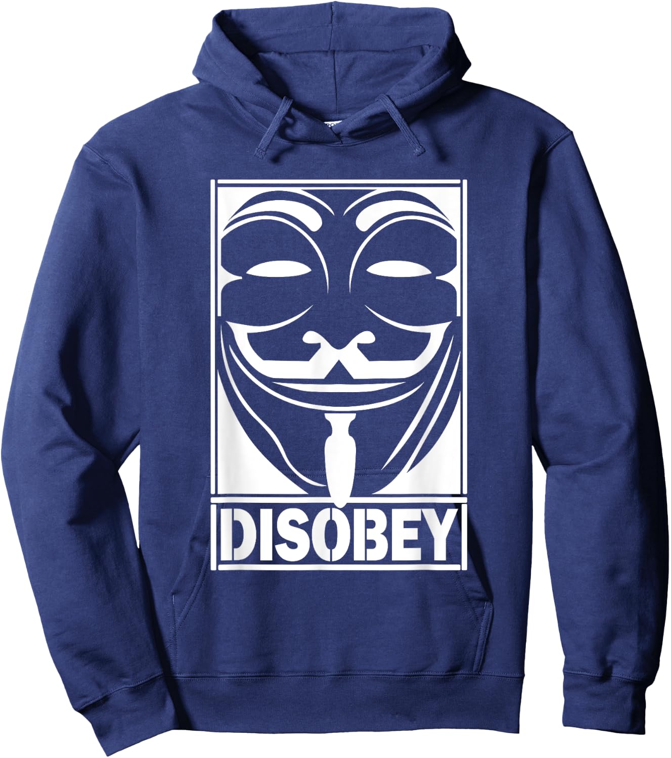 Disobey Big Face Anonymous Anon Revolution Hacker Hoodie - Hoodie | Navy