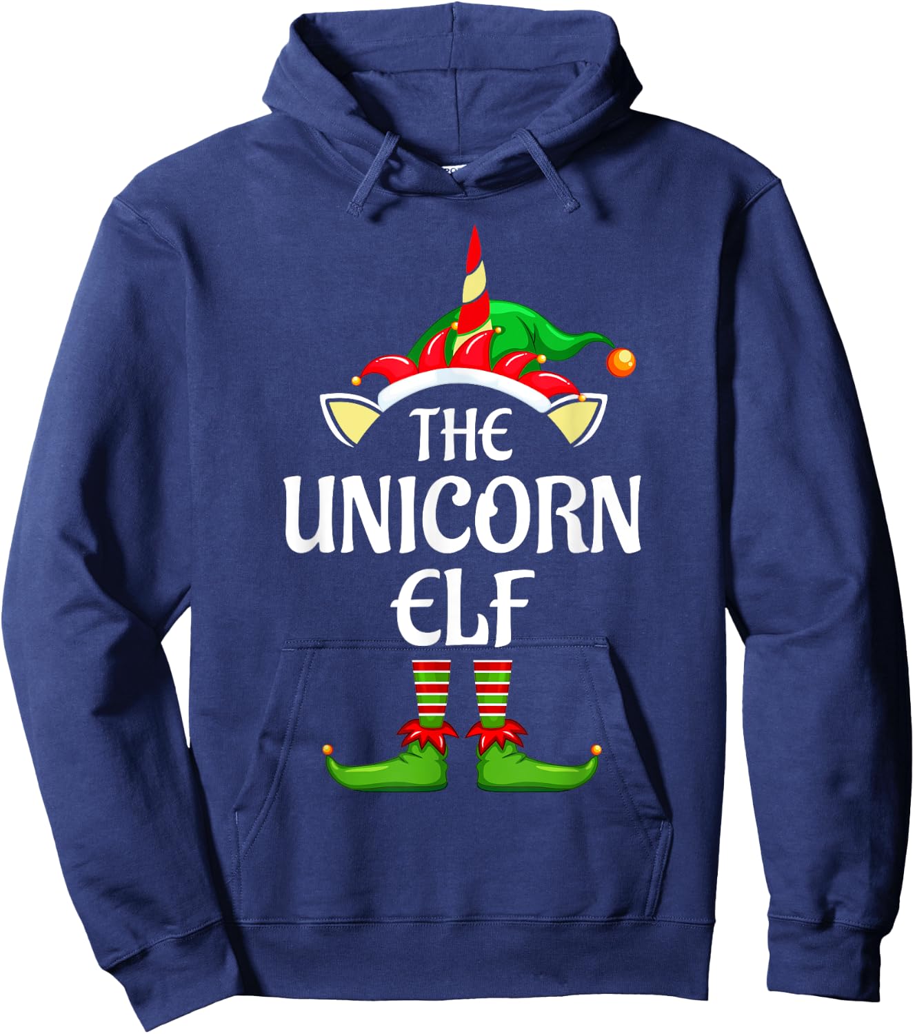 Unicorn Elf Matching Family Group Christmas Party Pyjamas Hoodie - Hoodie | Navy