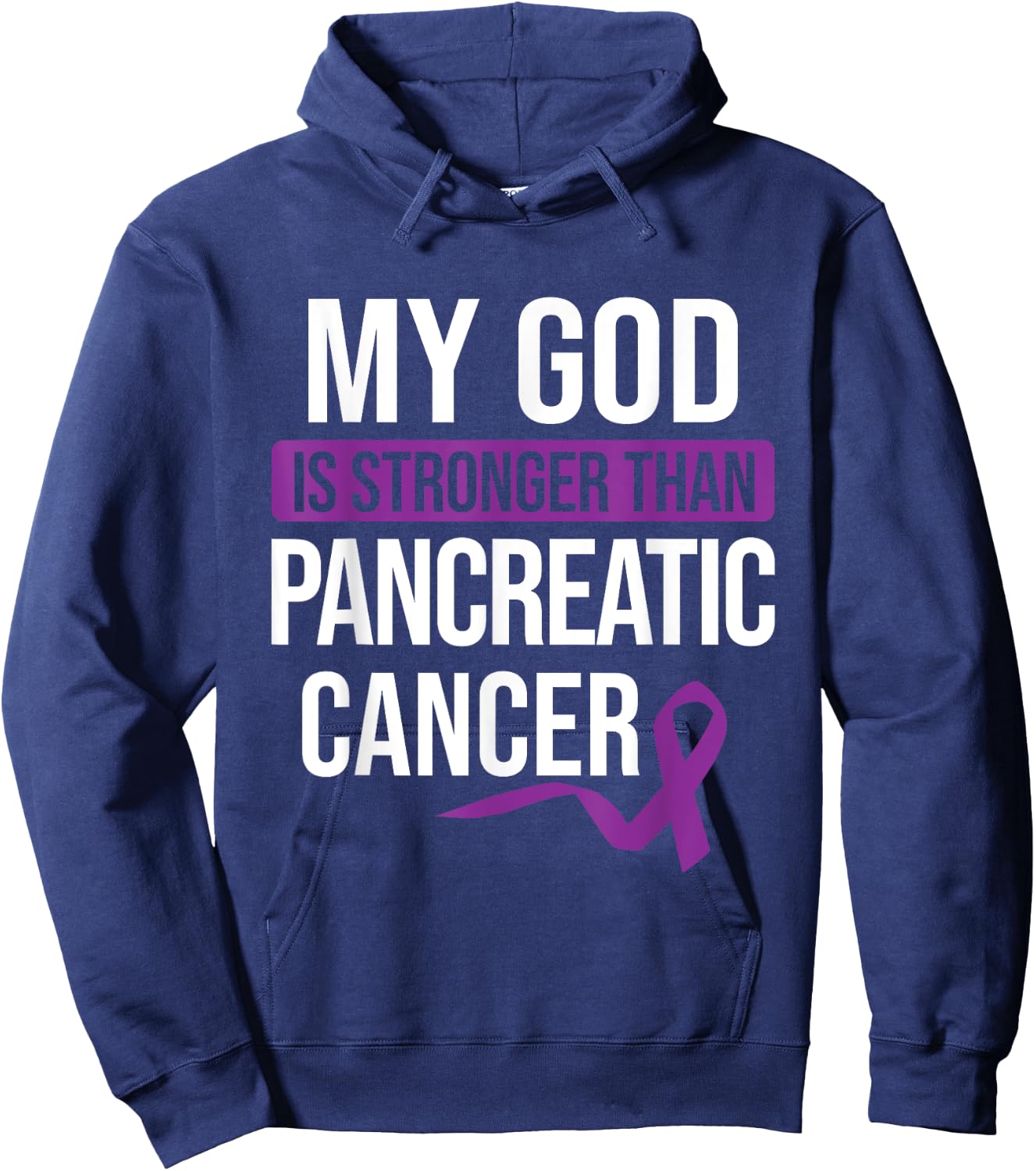 God Stronger than Pancreatic Cancer Cancer Awareness Hoodie - Hoodie | Navy
