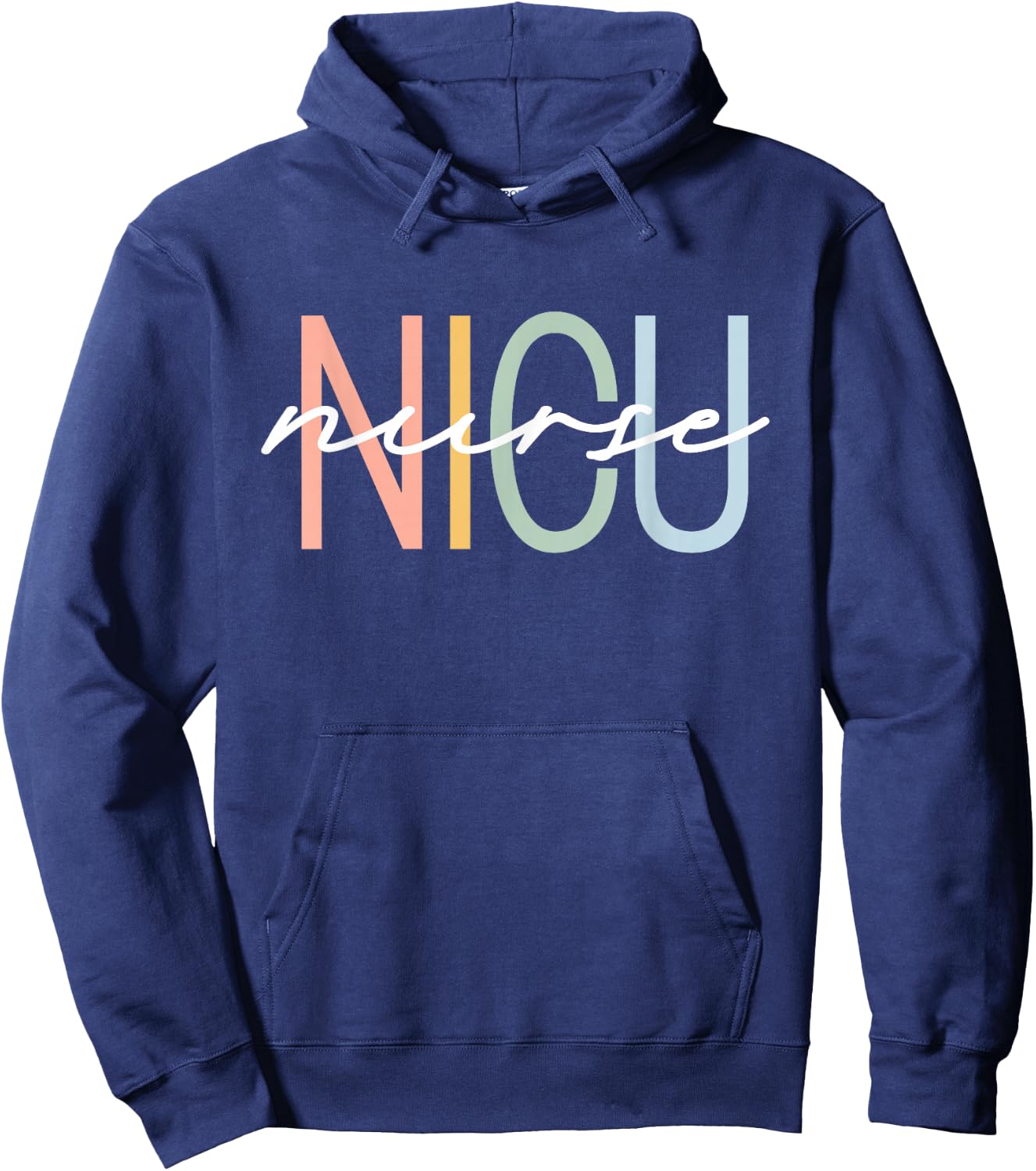 NICU Nurse ICU Neonatal Boho Rainbow Team Tiny Humans Retro Hoodie - Hoodie | Navy