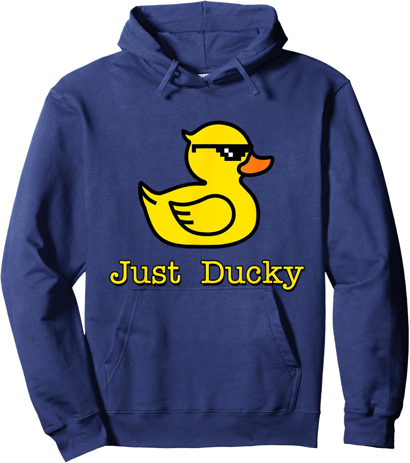 Just Ducky Funny Rubber Yellow Duck Childish Graphic Design Hoodie - Hoodie | Navy