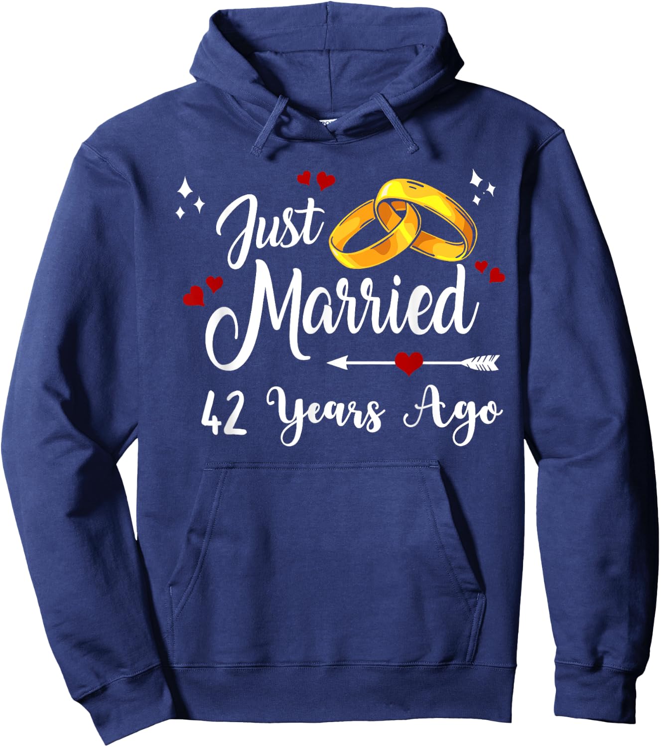 42nd Wedding Anniversary Just Married 42 Years Ago Matching Hoodie - Hoodie | Navy