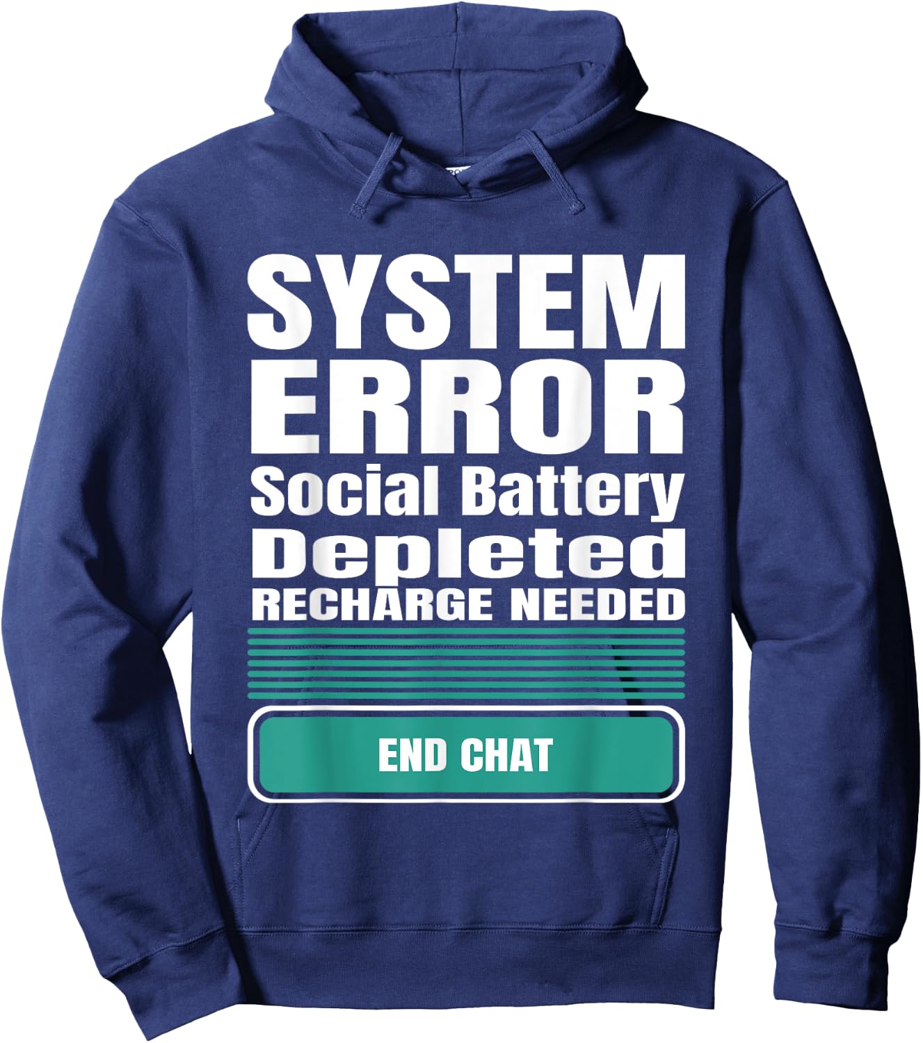 Funny System Error: Social Battery Depleted Hoodie - Hoodie | Navy