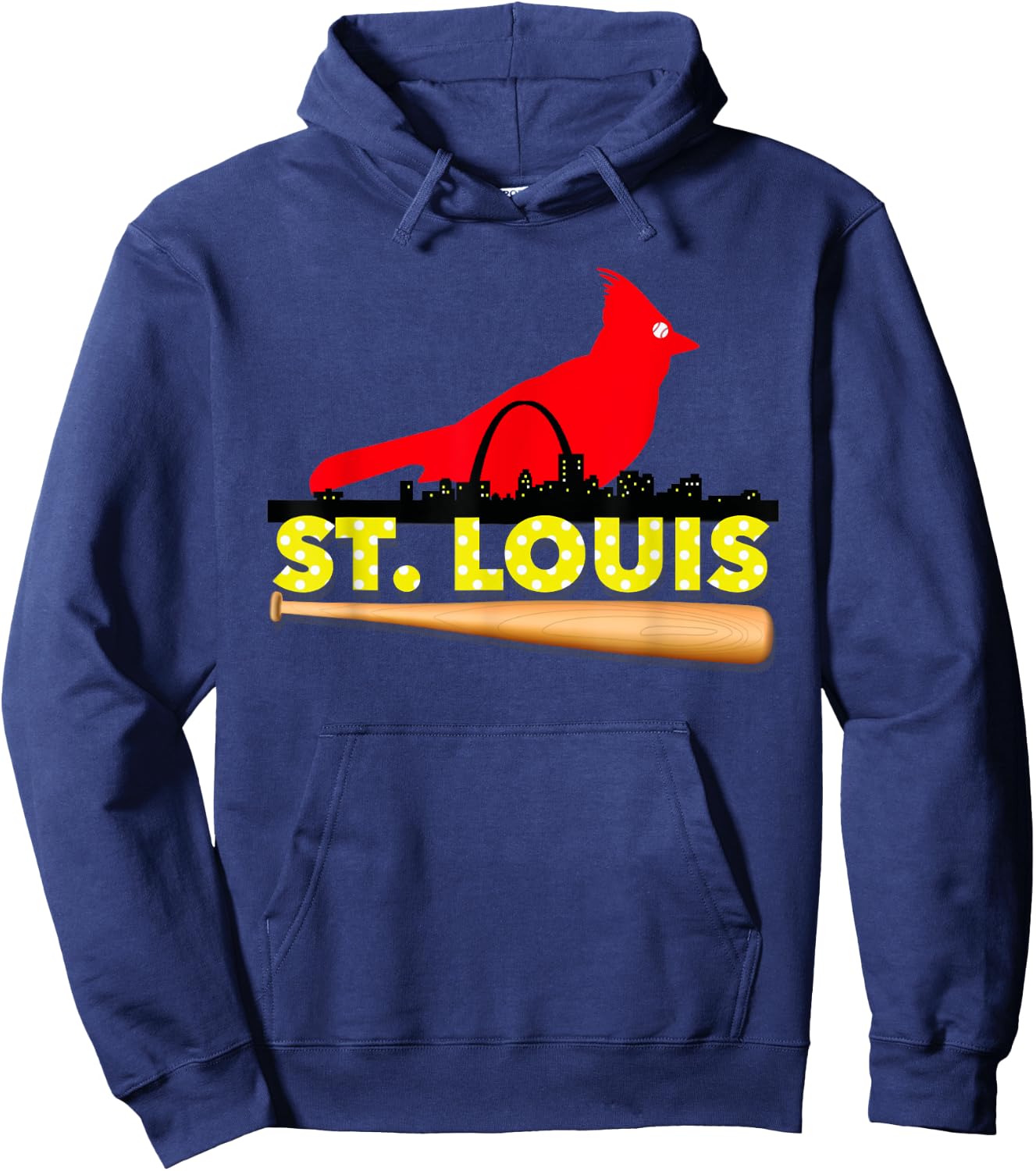 Saint Louis Red Cardinal Eye Bird Ball and Skyline Hoodie - Hoodie | Navy