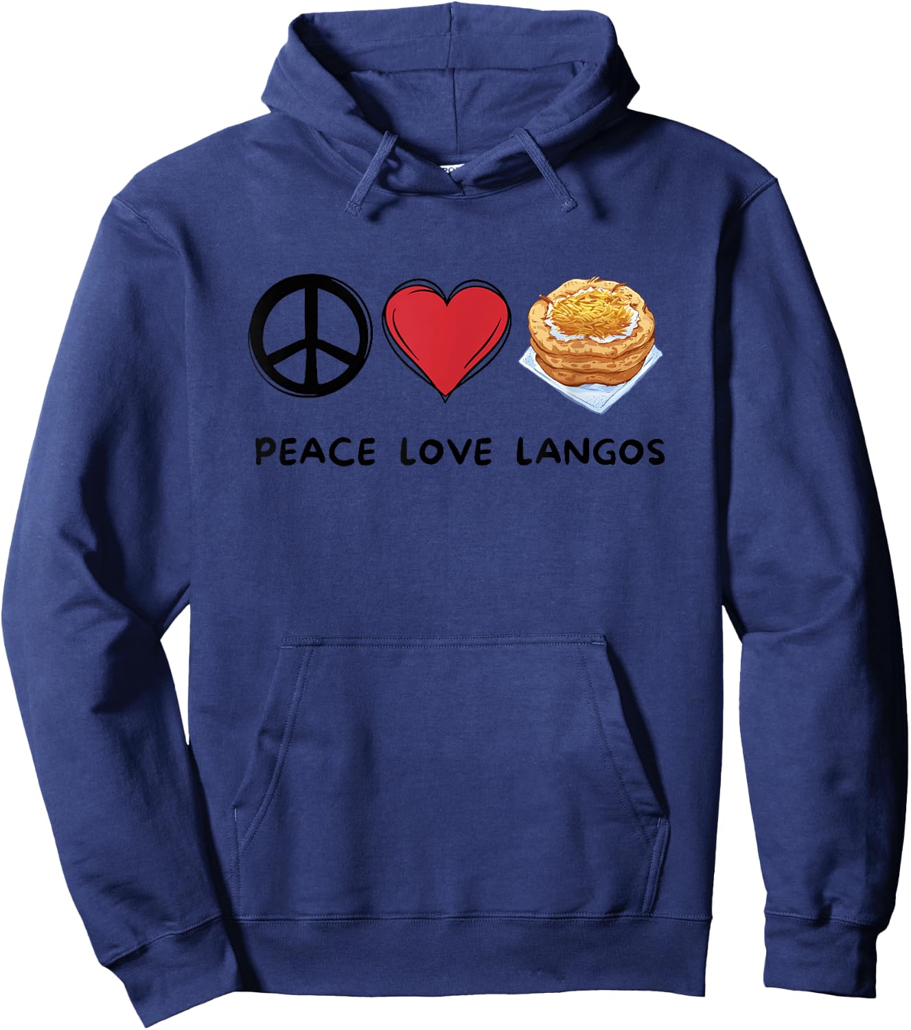 Frieden, Liebe Langos Retro Niedlich Langos Liebhaber Essen Liebhaber Hoodie - Hoodie | Navy