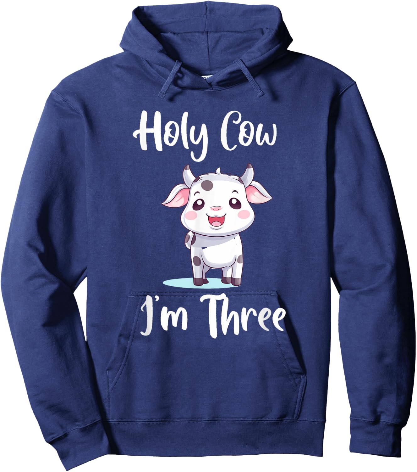 Holy Cow Im Three Kids Birthday Hoodie - Hoodie | Navy