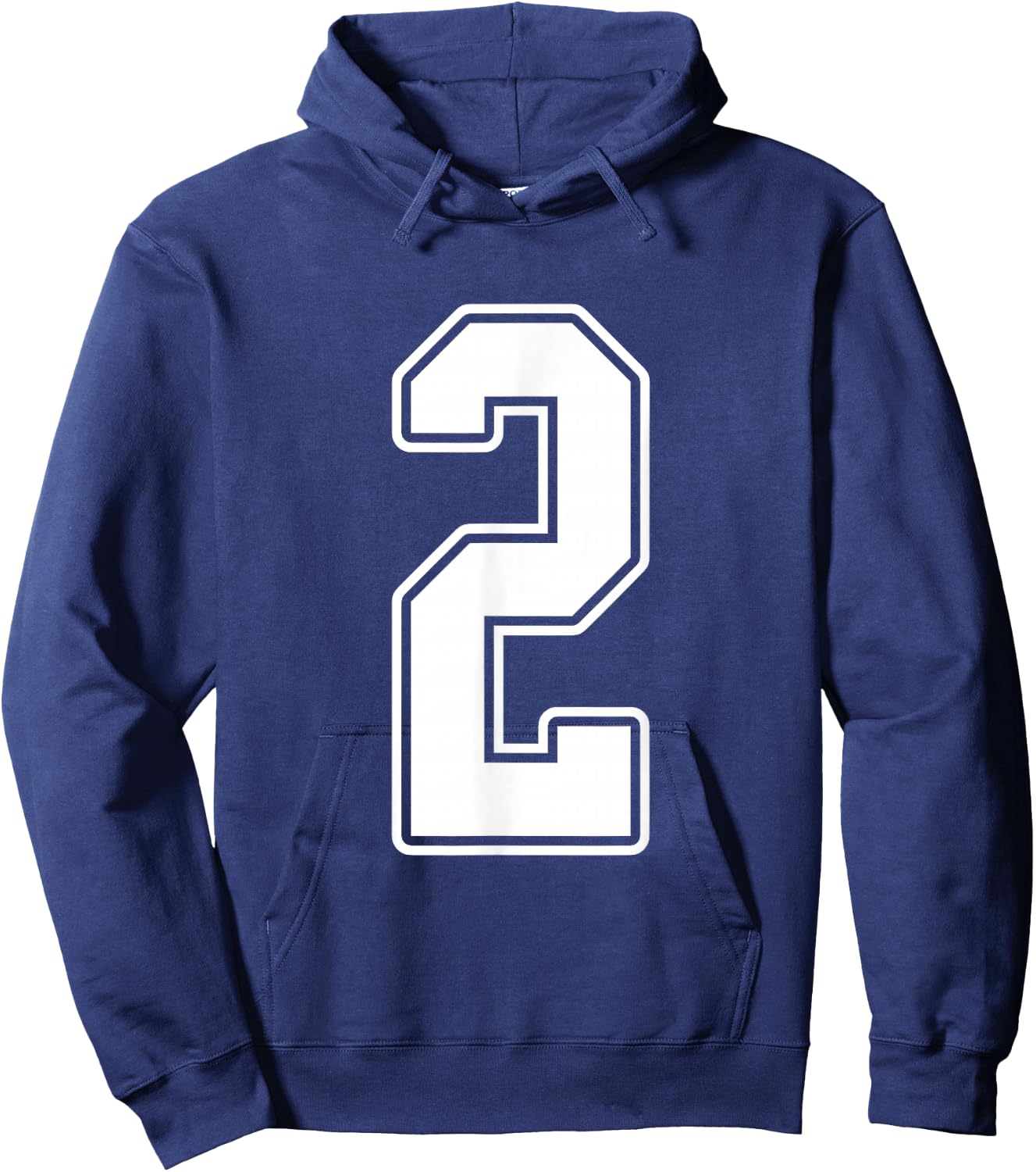 #2 White Outline Number 2 Sports Fan Jersey Style Football Hoodie - Hoodie | Navy