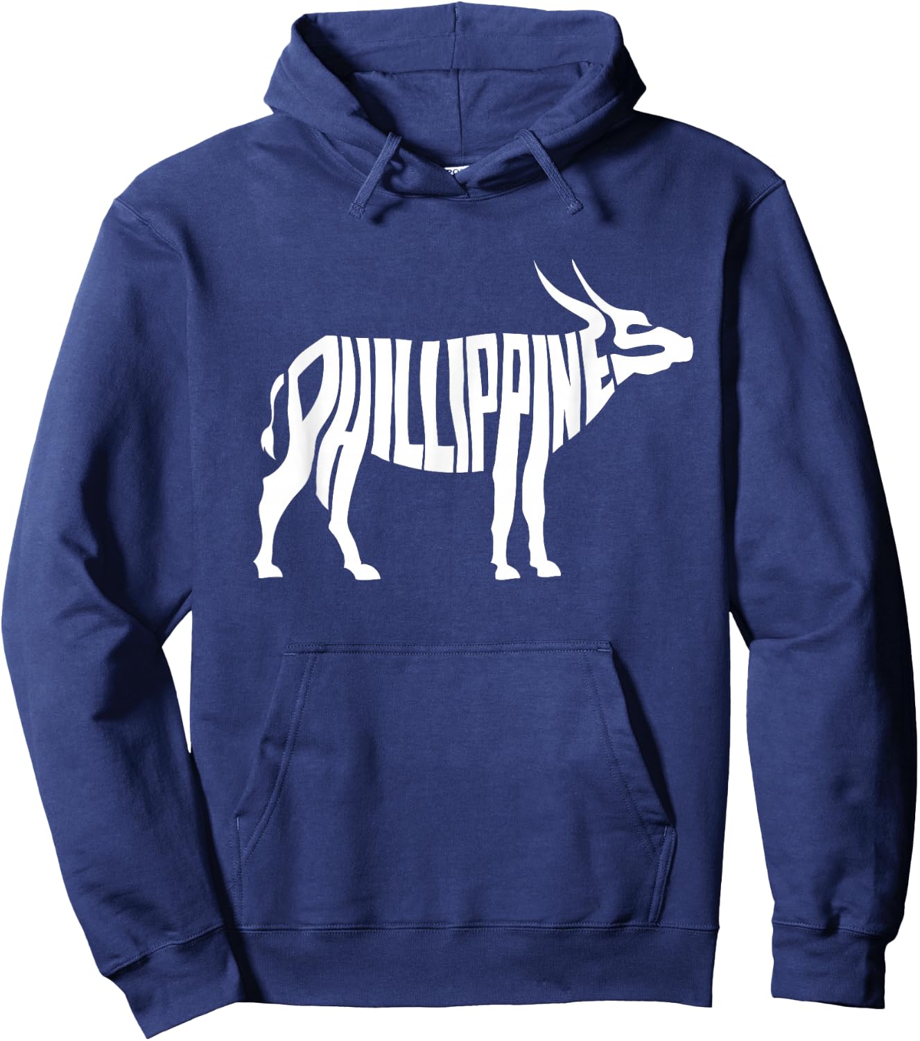 Philippines Carabao Water Buffalo Word Art - Funny Animal Hoodie - Hoodie | Navy