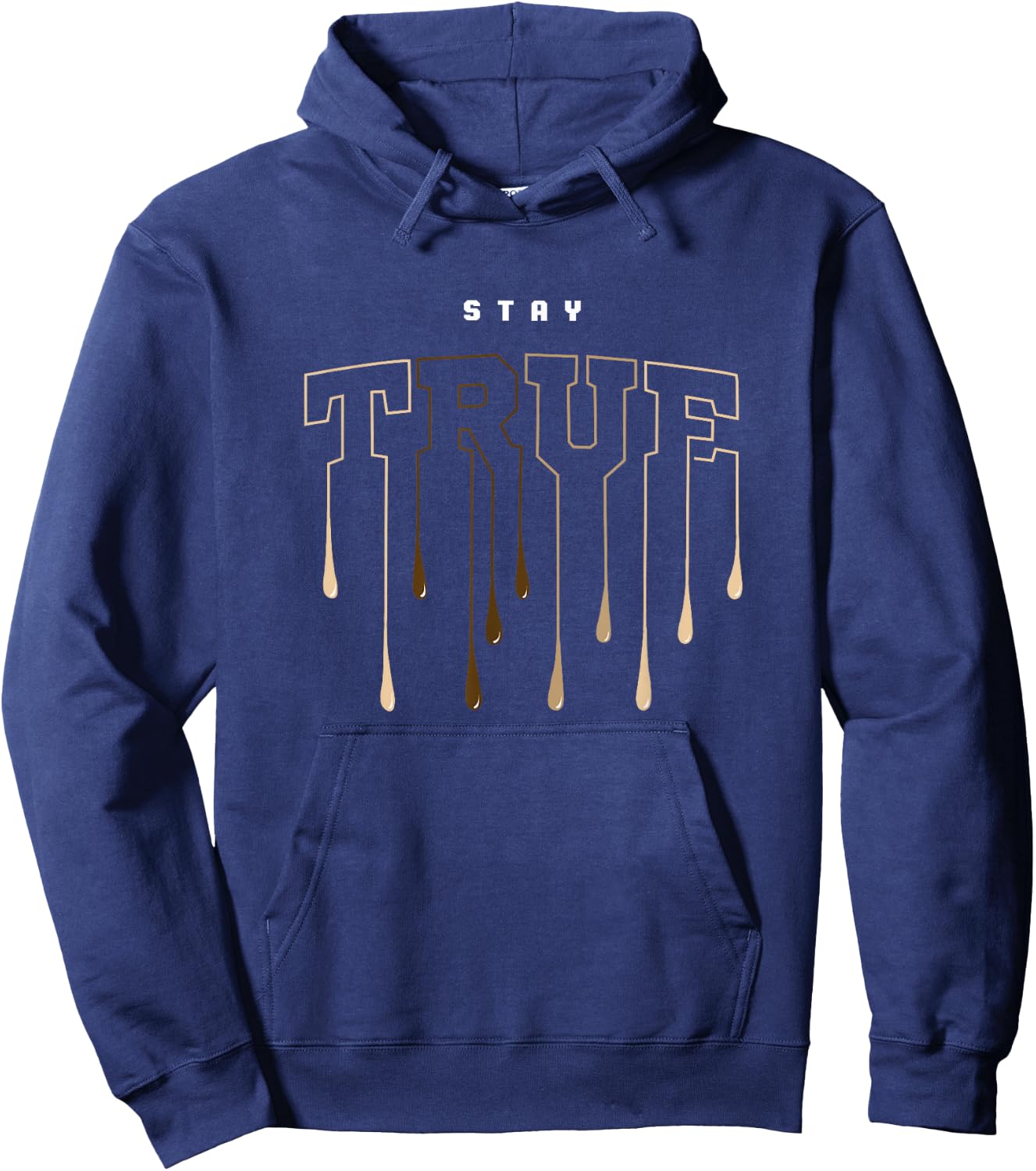 Tan Stay True Tan Color Graphic Hoodie - Hoodie | Navy