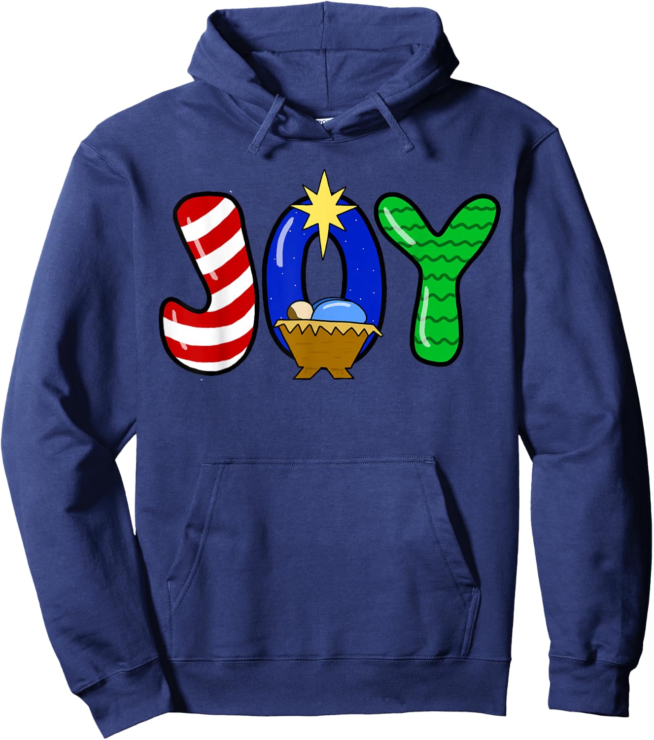 Choose Joy Christmas Manger Baby Jesus Nativity Joy Pajamas Hoodie - Hoodie | Navy