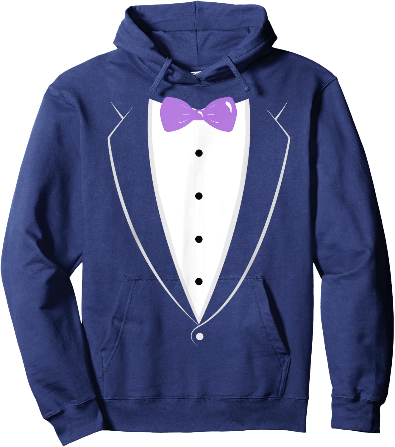 Black and White Tuxedo with Lavender Bow tie Novelty T Shirt Hoodie - Hoodie | Navy