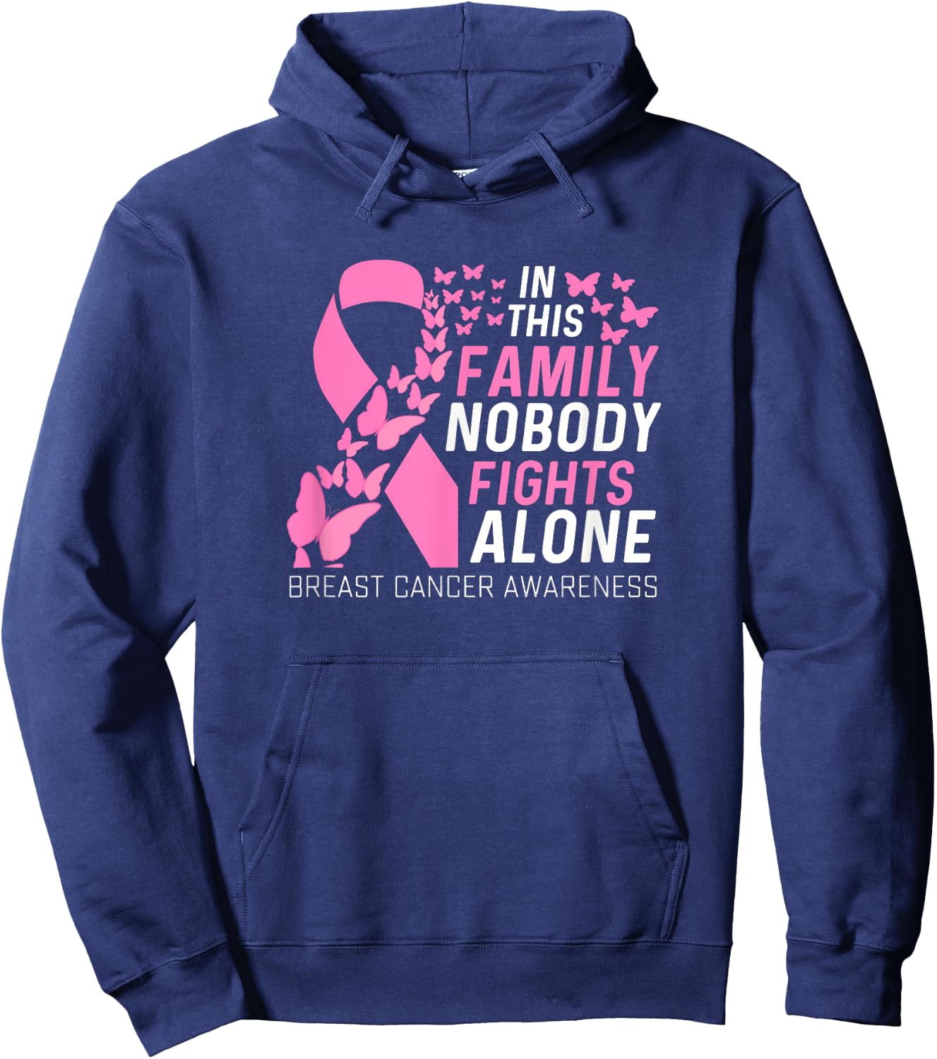 In this family No fighting alone Breast Cancer Awareness Women Girls Kids Hoodie - Hoodie | Navy