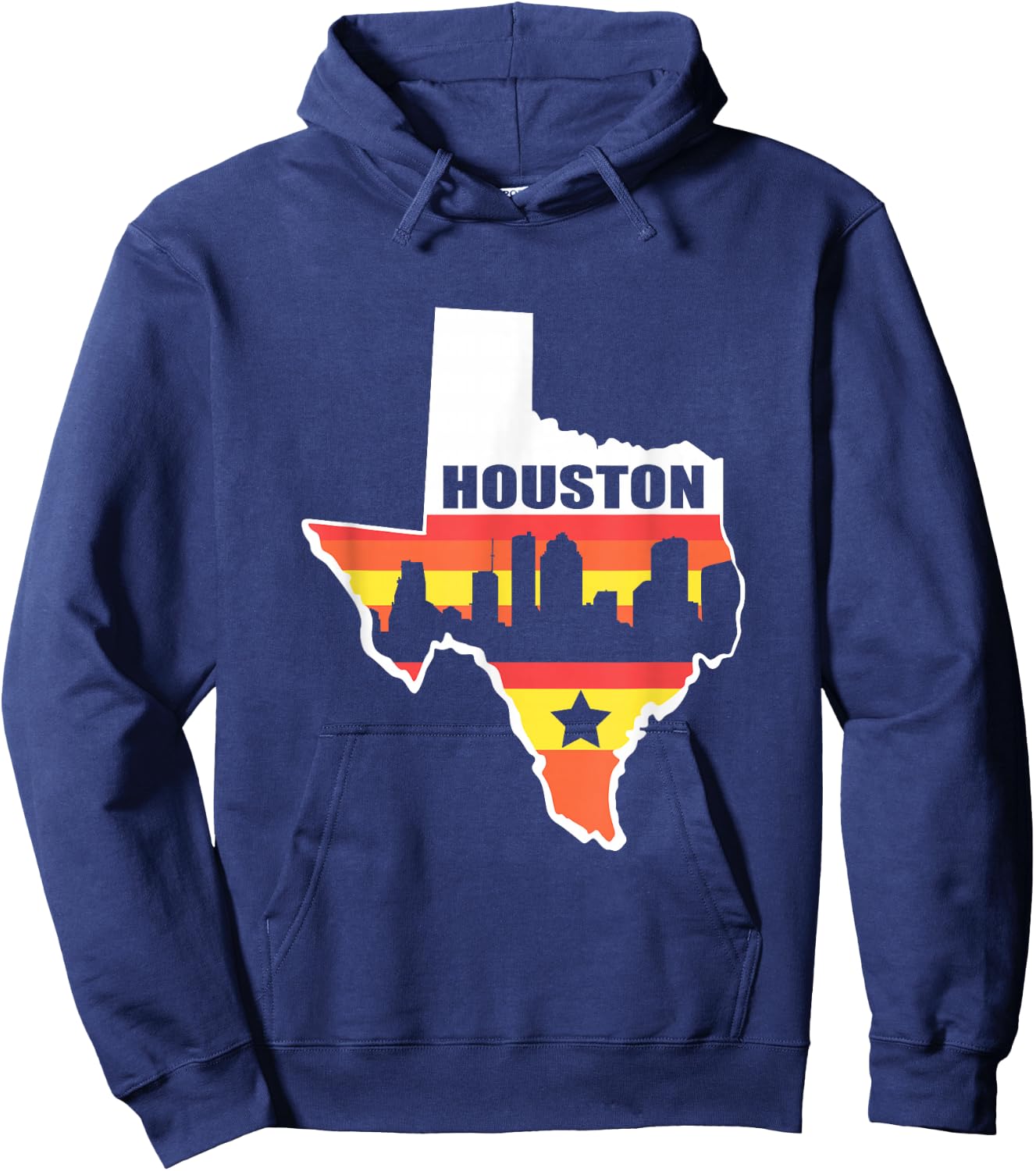 Houston Texas Vintage State Flag Houston Skyline Hoodie - Hoodie | Navy