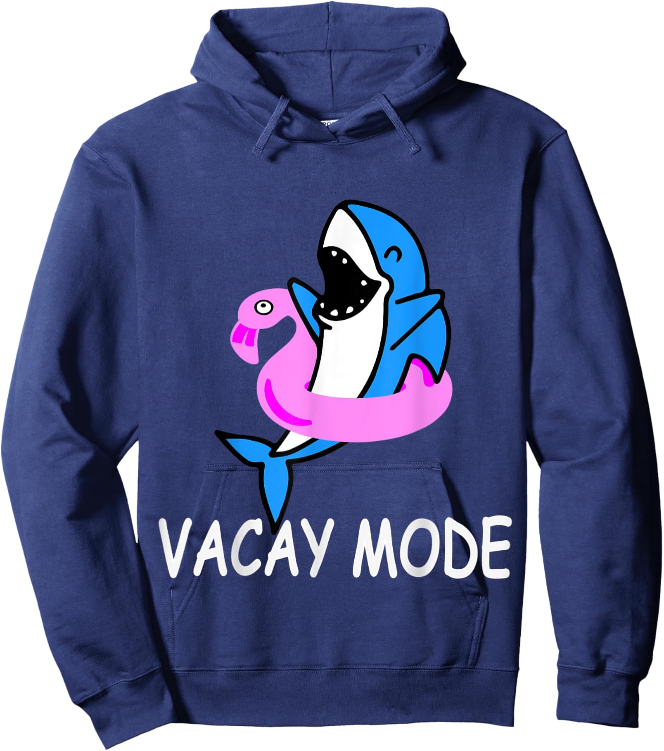 Vacay Mode Funny Cute Shark Summer Holiday Family Vacation Hoodie - Hoodie | Navy