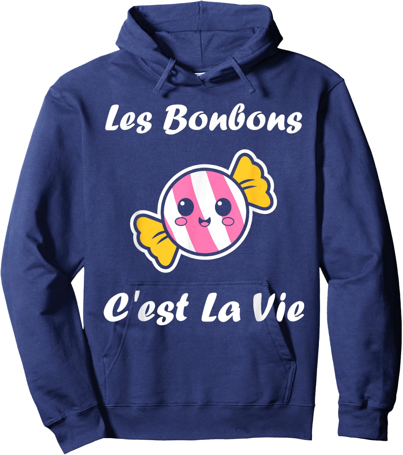 Les bonbons c'est la vie quote humour candy , Black, S Hoodie - Hoodie | Navy