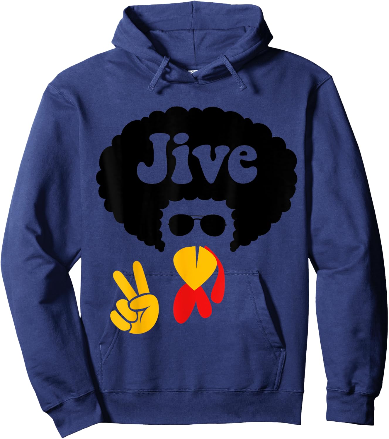 Peace Sign Jive Turkey Face Funny Thanksgiving Shirt Gift Hoodie - Hoodie | Navy