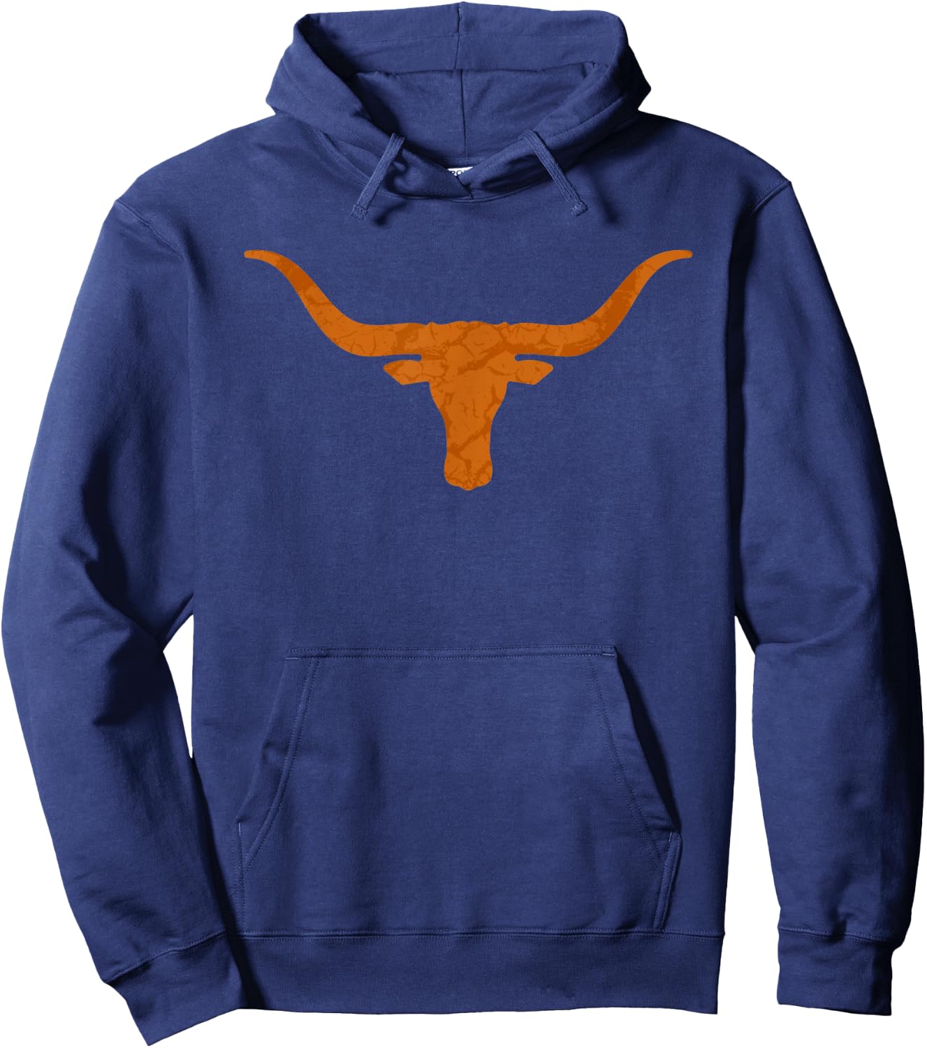 Hook'em Horns Bull with Vintage Distressed Long Horn Hoodie - Hoodie | Navy