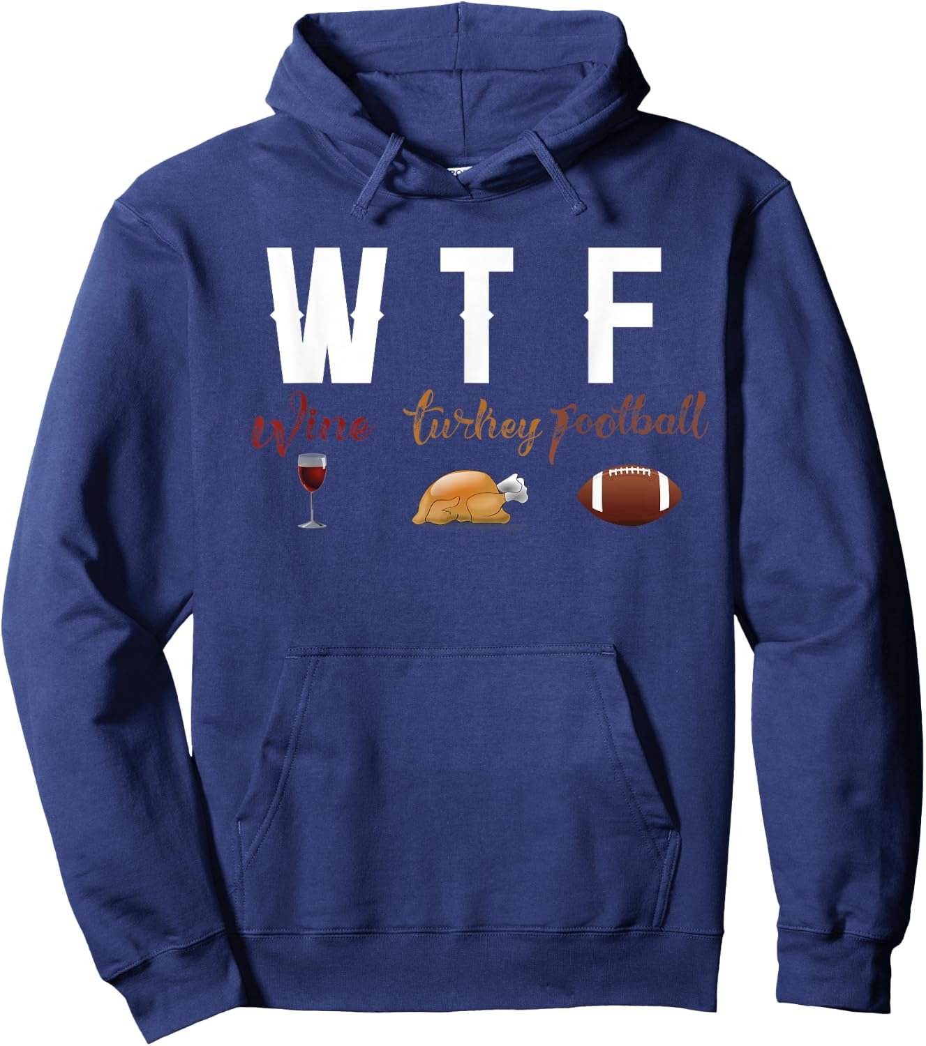 Wine Turkey Football Girl Thanksgiving Football Shirt Hoodie - Hoodie | Navy