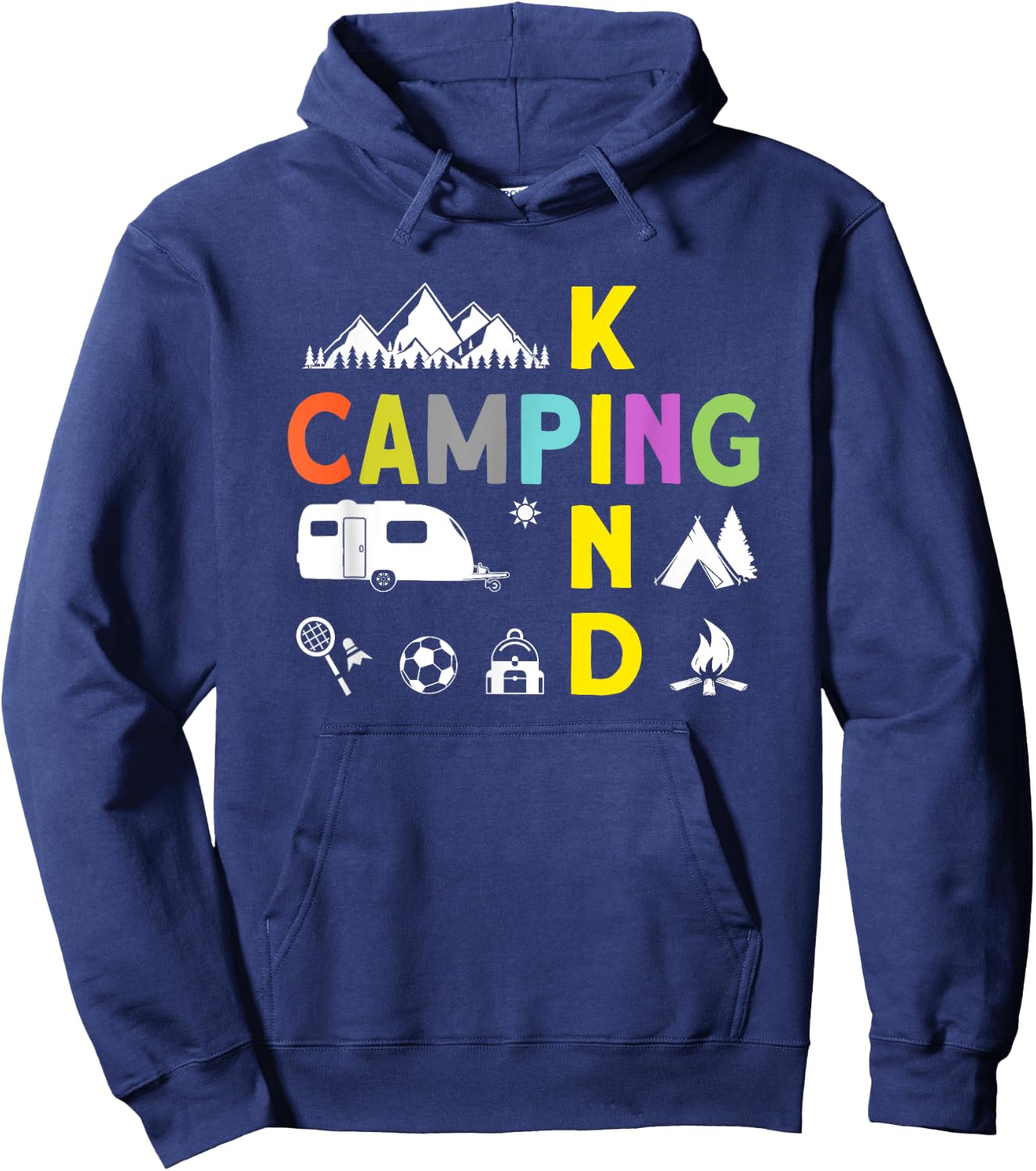 Camping Kinder Zubehör Wohnwagen Junge Mädchen Camping Kind Schwarz Klein -Kinder Camping-themed Kinder mit kurzen Ärmeln Kurzarm Camping Hoodie - Hoodie | Navy