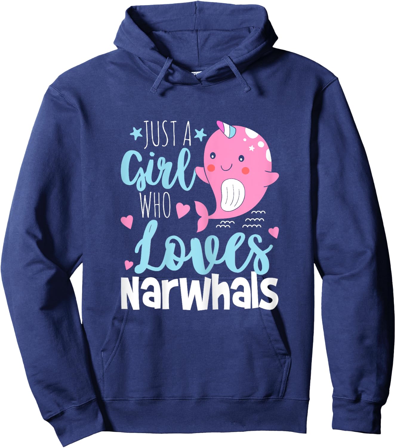 Just A Girl Who Loves Narwhals - Narwhal Marine Mammal Lover Hoodie - Hoodie | Navy