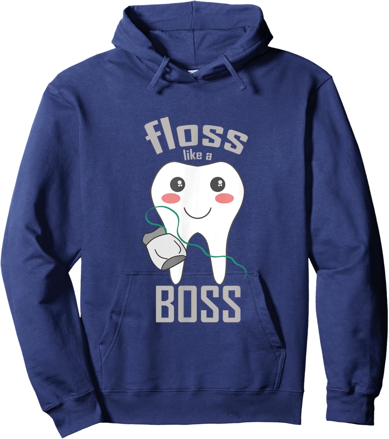 Floss Like a Boss Dentist Shirt - Cartoon Tooth Hoodie - Hoodie | Navy