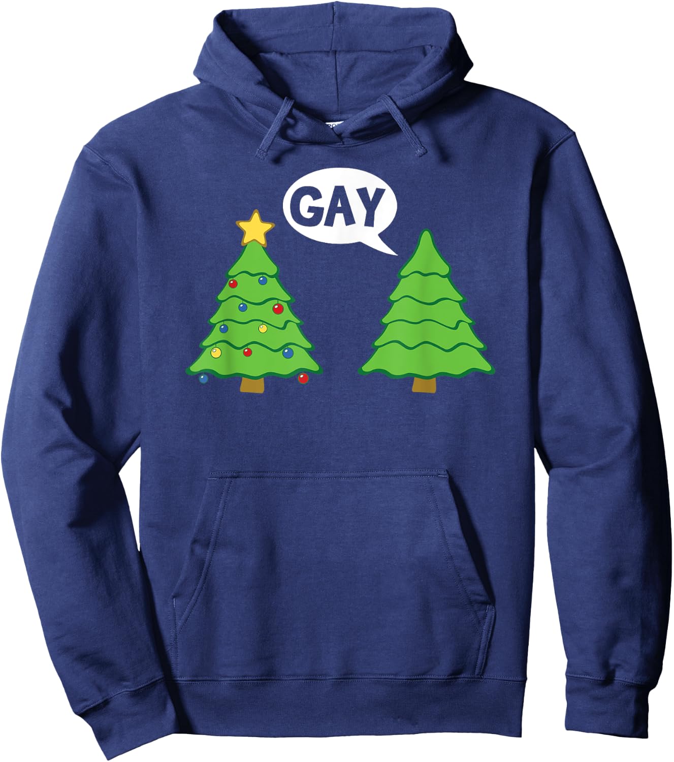 Gay Christmas Tree Funny Xmas Holiday Bisexual Pride Hoodie - Hoodie | Navy