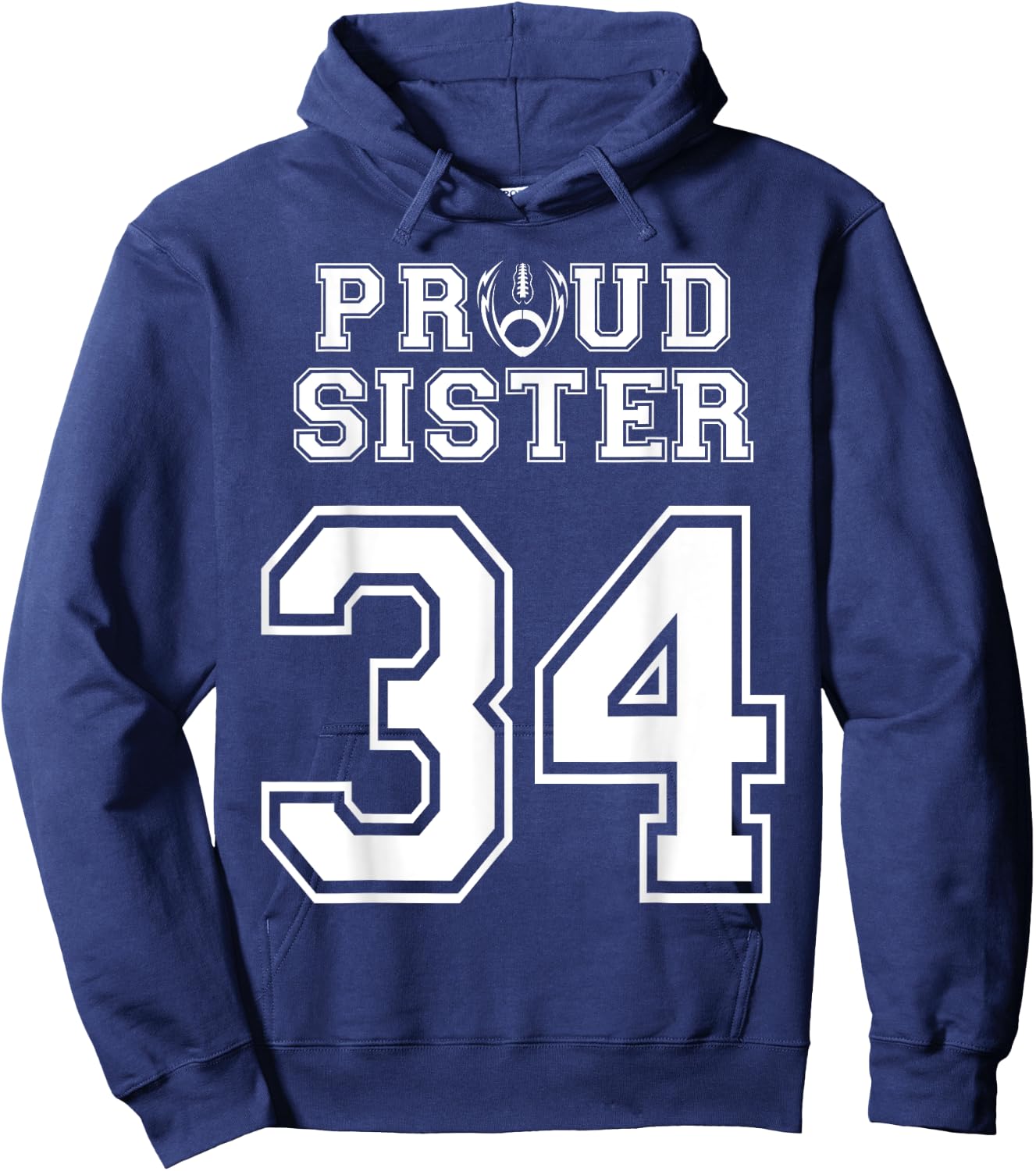 Custom Proud Football Sister Number 34 Personalized Women Hoodie - Hoodie | Navy