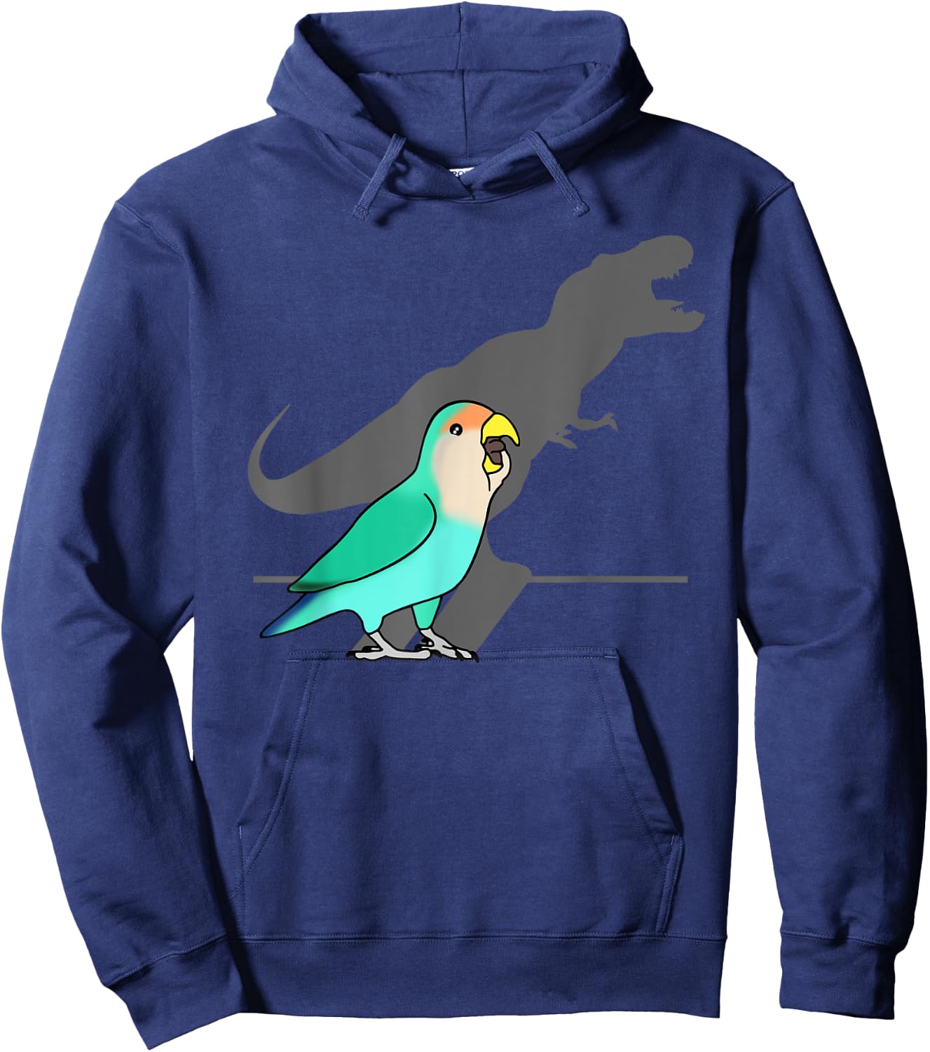 Funny Dinosaur T-Rex Shadow Dutch blue Peach faced Lovebird Hoodie - Hoodie | Navy