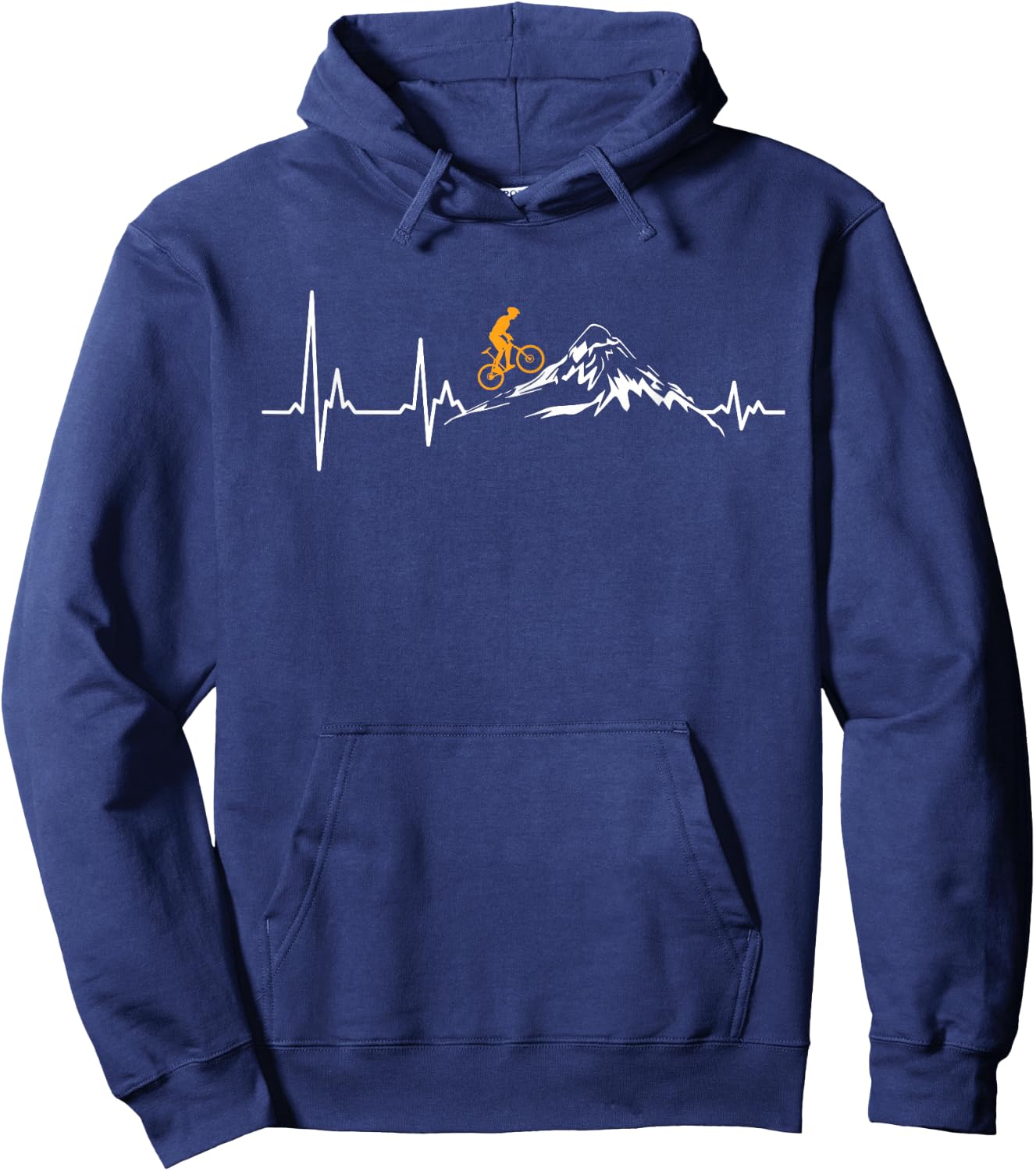 Mountain Bike Heartbeat Heart ECG MTB Bicycle Heart Rate , black Hoodie - Hoodie | Navy