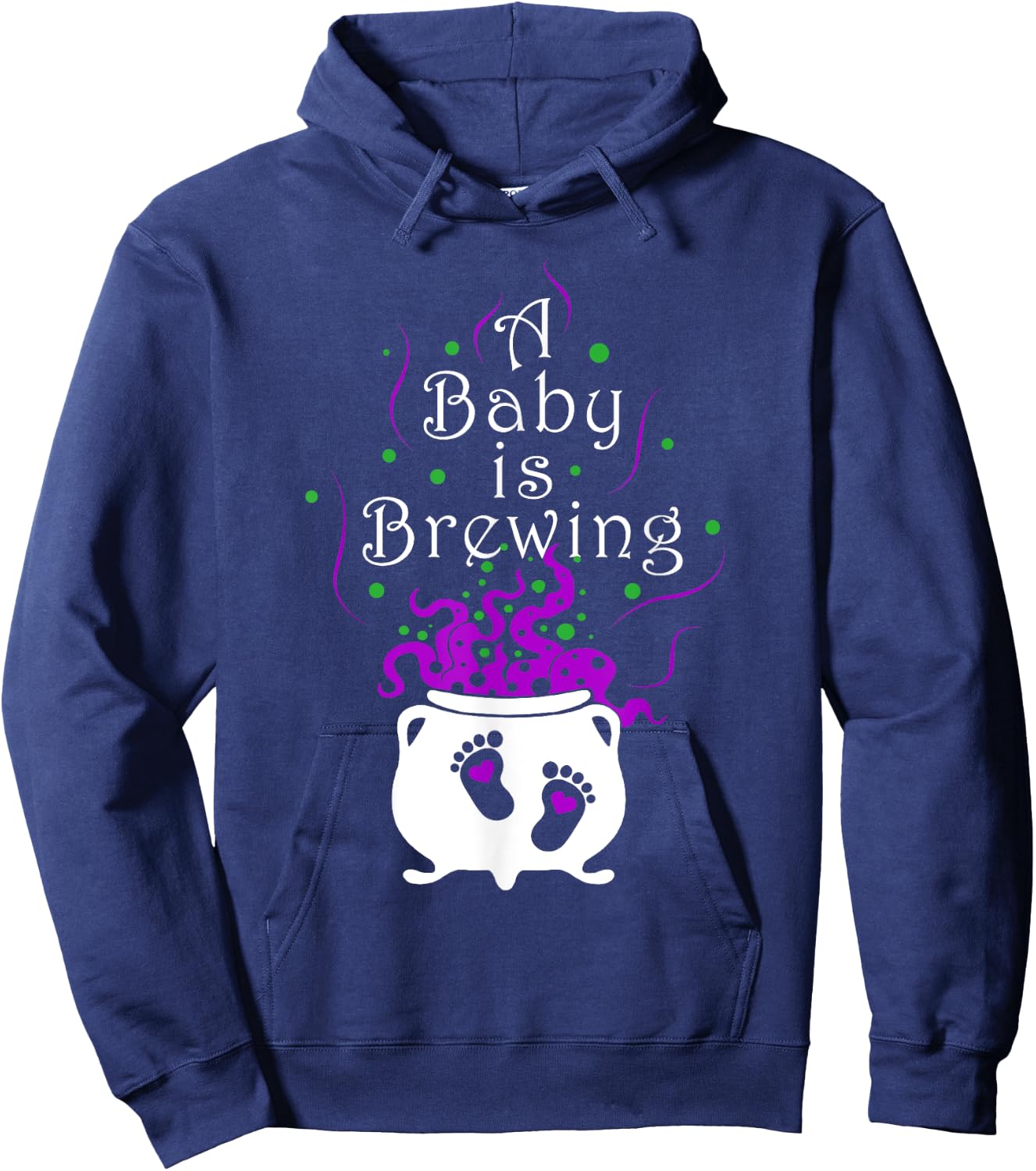A Baby Is Brewing Black Cauldron Halloween Baby Pregnant Hoodie - Hoodie | Navy