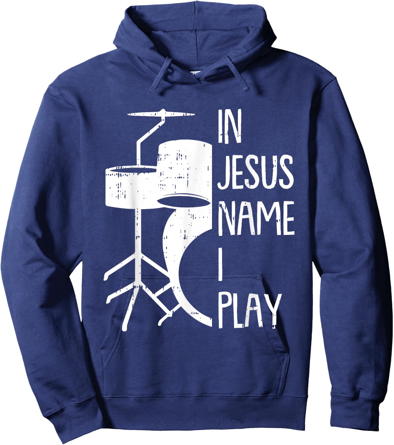 In Jesus Name Christmas Cool I Play Drum Christian Drummer Hoodie - Hoodie | Navy