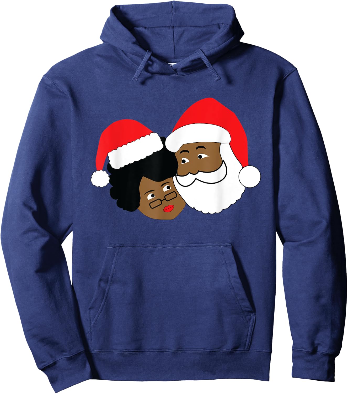 Black Loving Santa Claus and Mrs. Claus Ethnic Christmas Hoodie - Hoodie | Navy