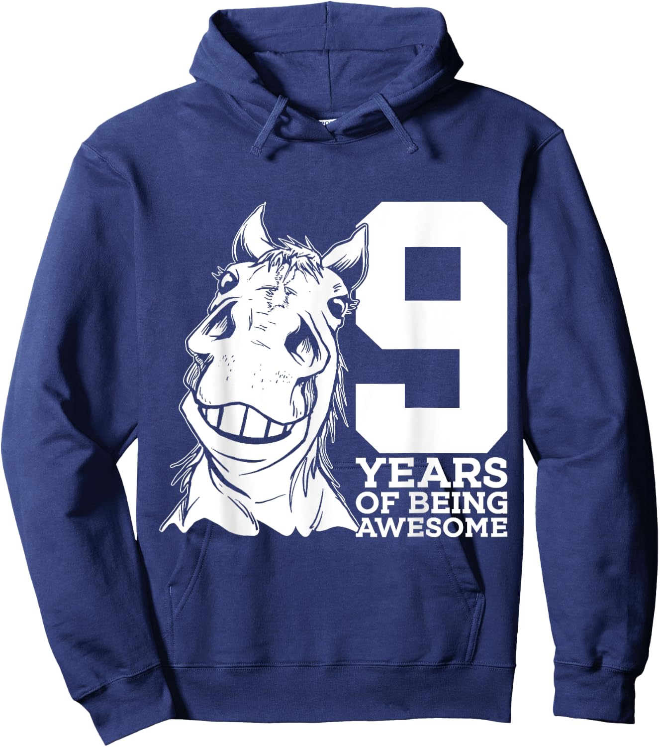 Horse 9 YEARS OF BEING AWESOME RIDING 9th BIRTHDAY Hoodie - Hoodie | Navy