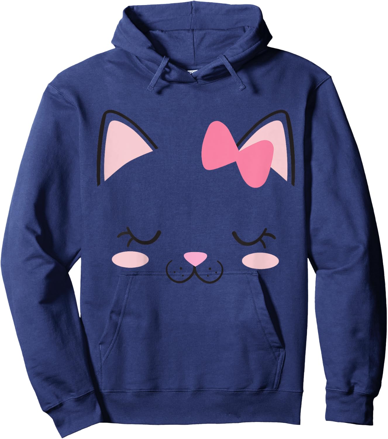 Children's Cat Face Cat Fancy Dress Costume Cat , White Hoodie - Hoodie | Navy