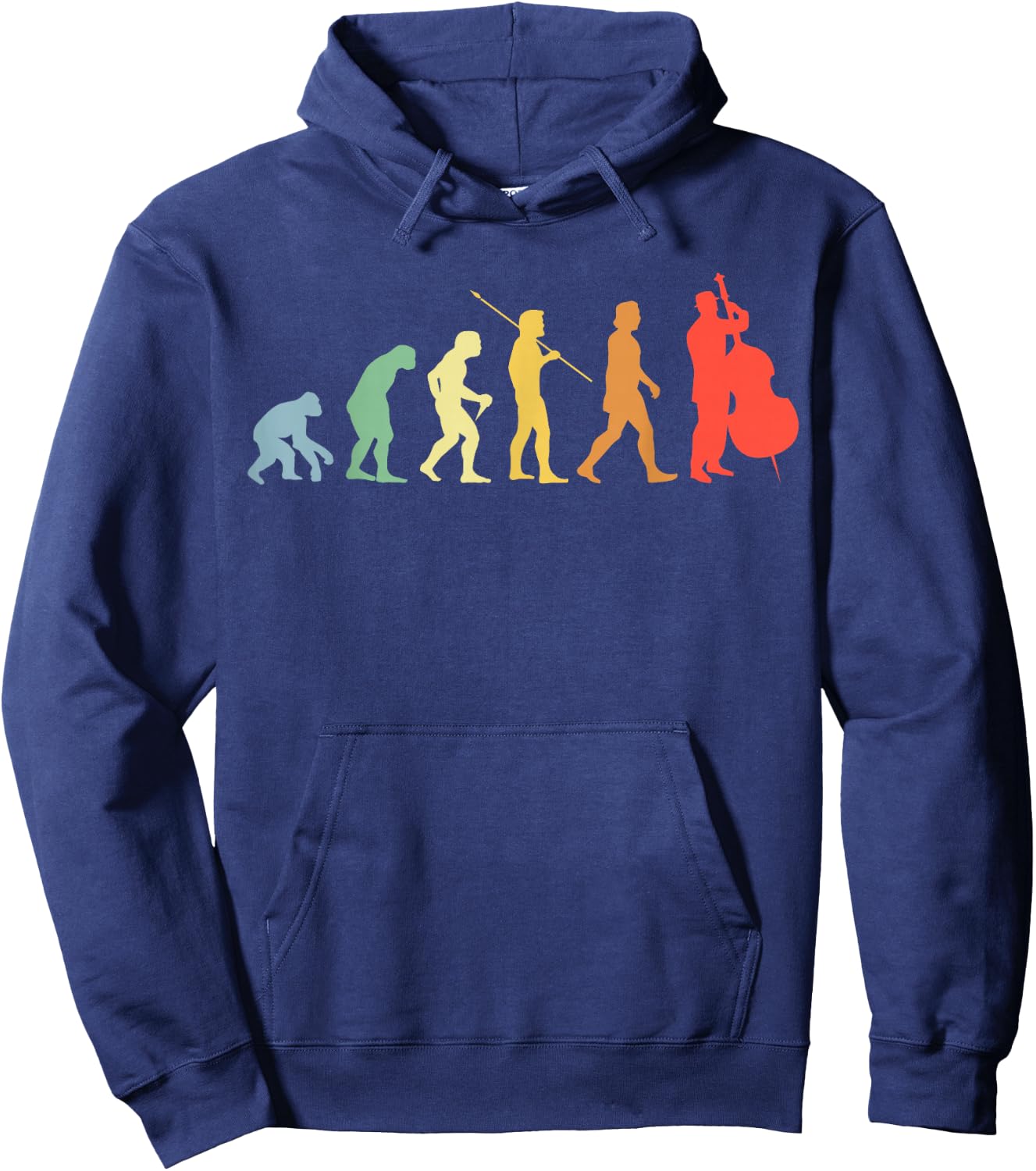 Double Bass Evolution Retro Chello Double Bass Player Hoodie - Hoodie | Navy