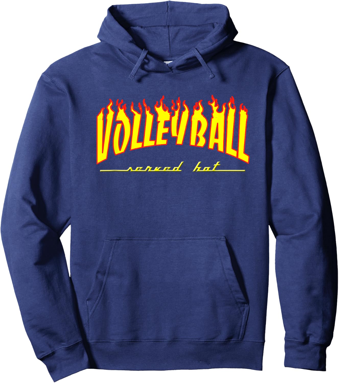 Volleyball Served Hot Burning Hot Design for Game Day Wear Hoodie - Hoodie | Navy