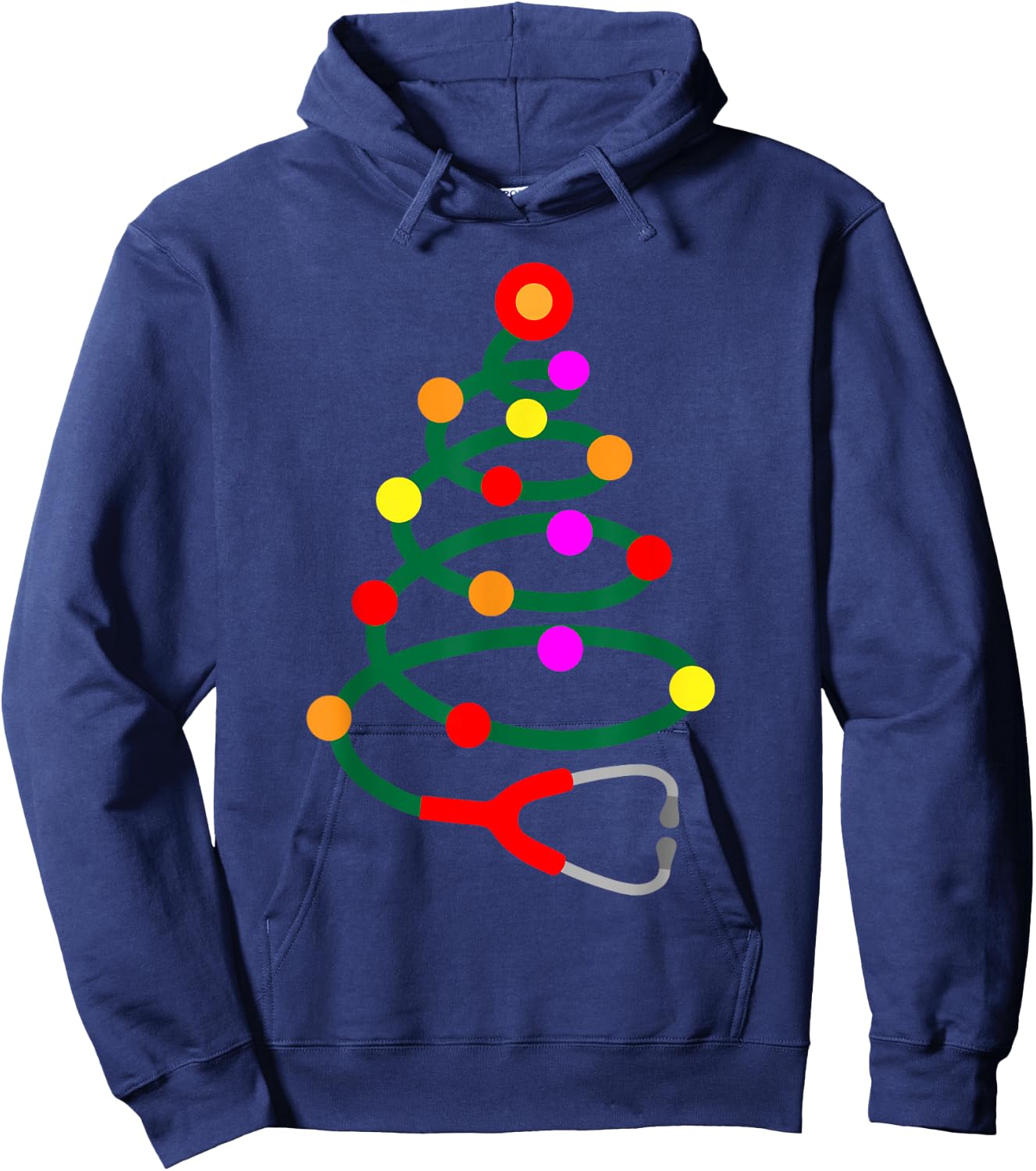 Nurse Christmas Tree Stethoscope Nurses Xmas Scrub Top Hoodie - Hoodie | Navy