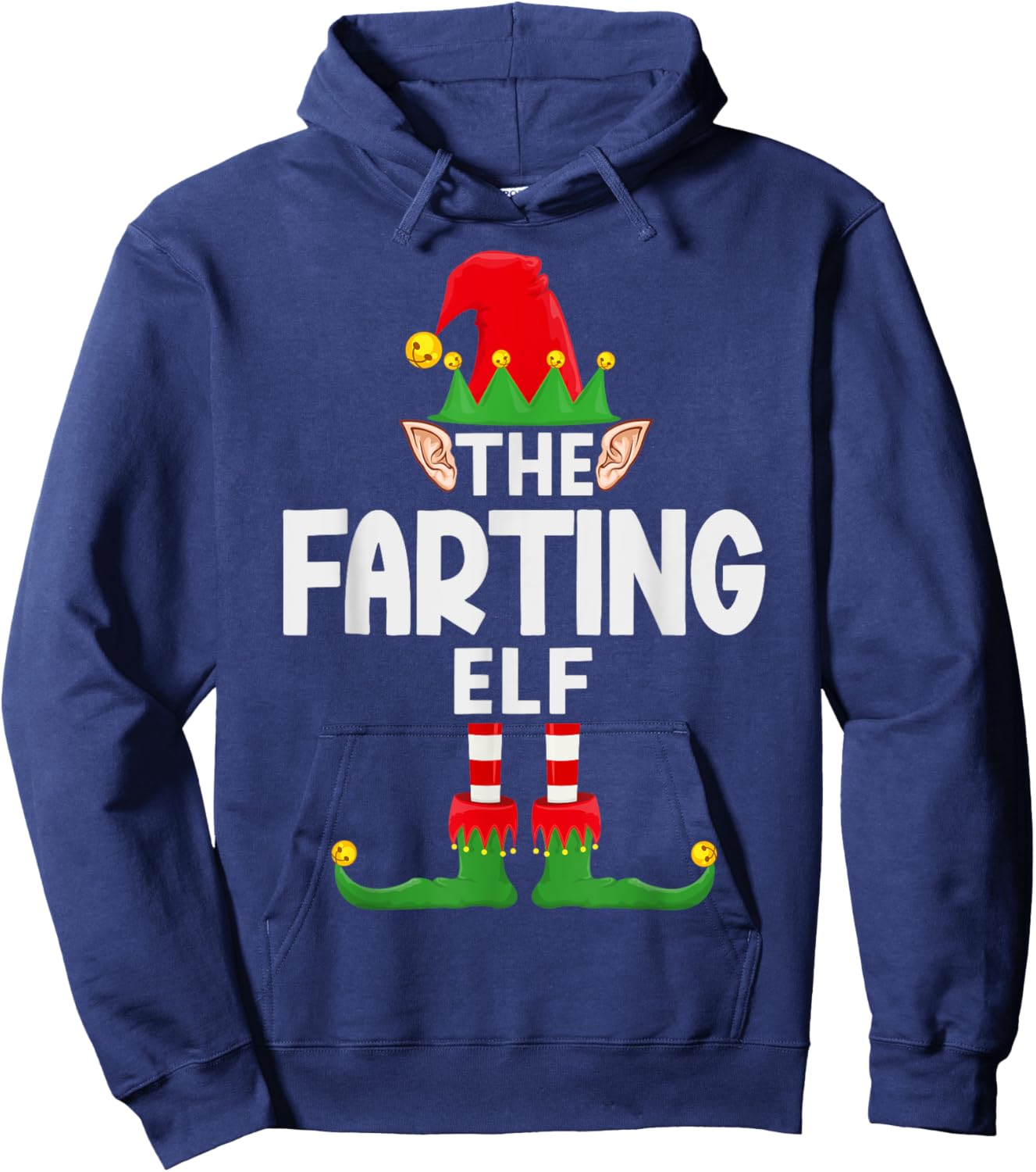The Farting Elf Family Christmas Pajama Party Hoodie - Hoodie | Navy