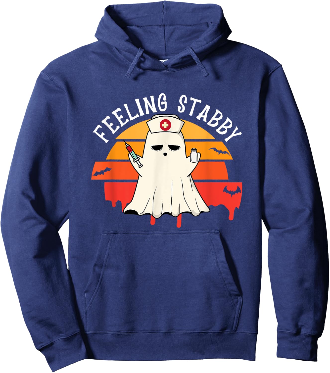 Feeling Stabby Phlebotomy Nurse Ghost Halloween Phlebotomist Hoodie - Hoodie | Navy