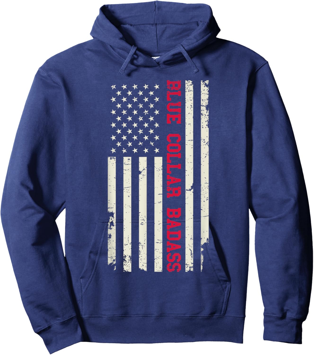 American Worker Patriotic Workman Blue Collar Badass Hoodie - Hoodie | Navy