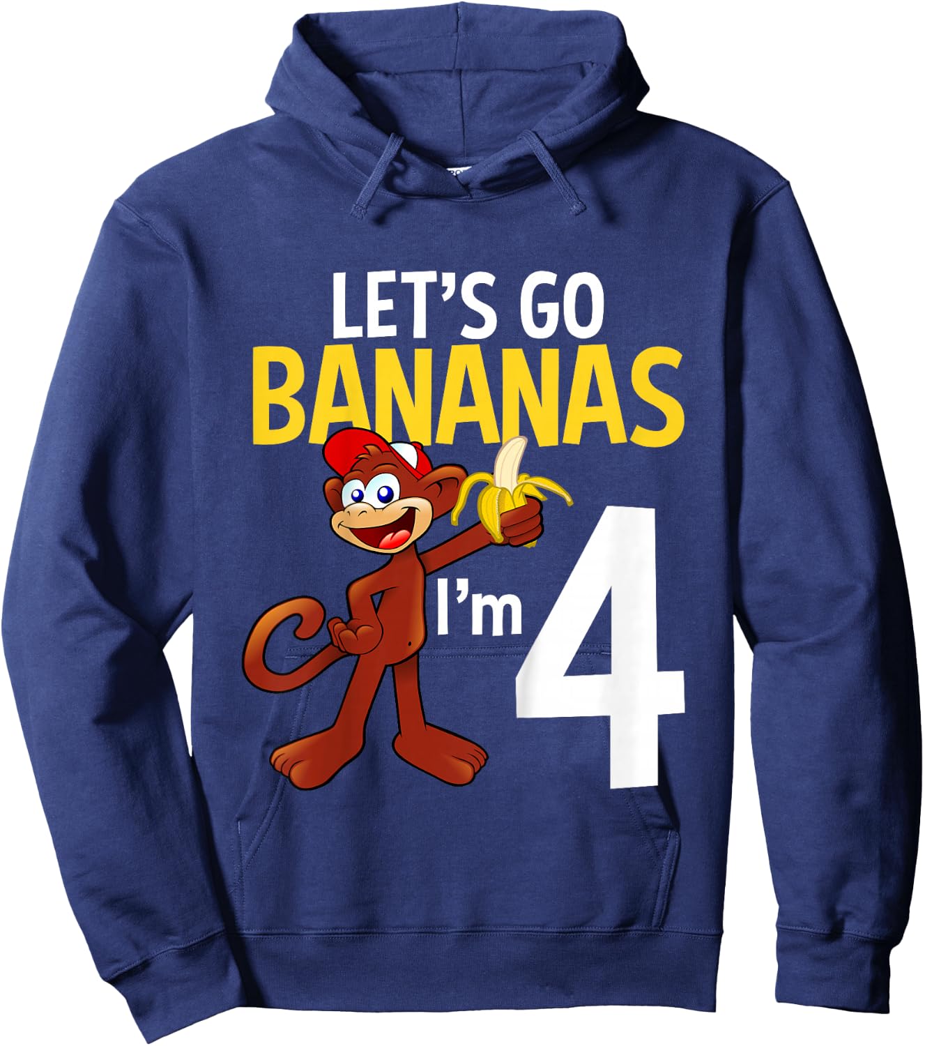 4 Year Old Monkey Birthday Party Zoo Animal Theme 4th Gift Hoodie - Hoodie | Navy