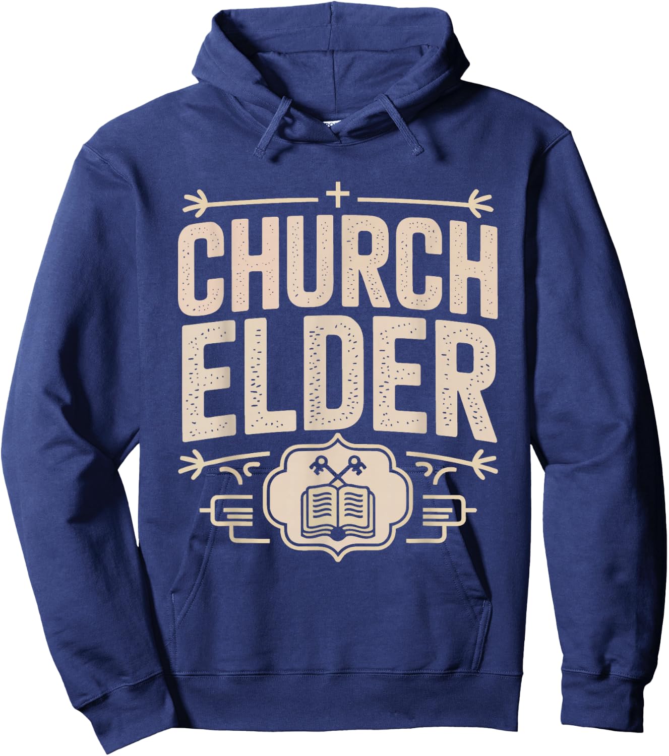 Deacon Church Elder Vintage Badge Cross Identity Christian Hoodie - Hoodie | Navy