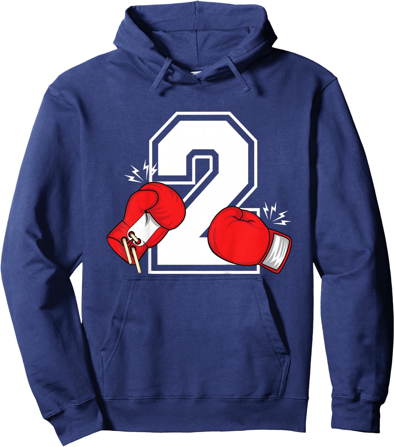 Kids 2nd Birthday Boxing Boy 2 Year Old Boxer Bday Party Hoodie - Hoodie | Navy