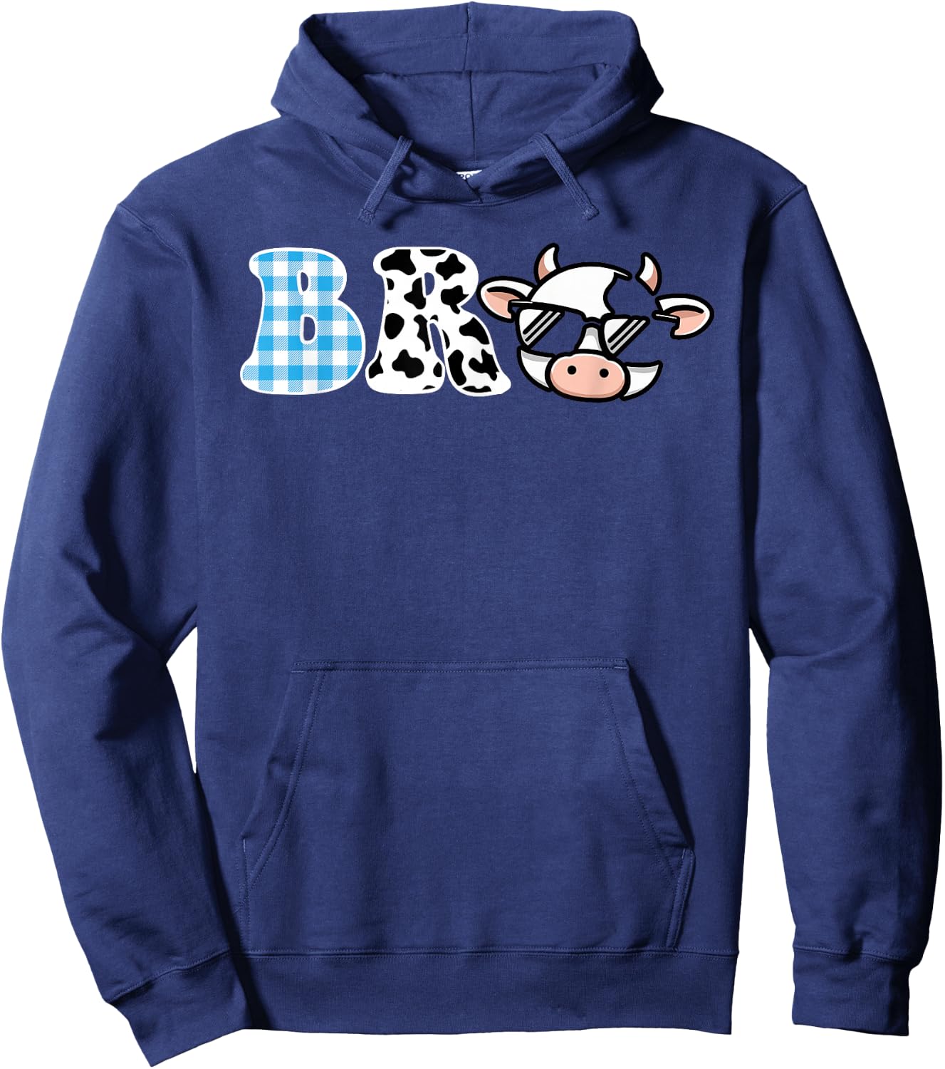 Bro Cow Theme Birthday Party Brother Matching Family Hoodie - Hoodie | Navy