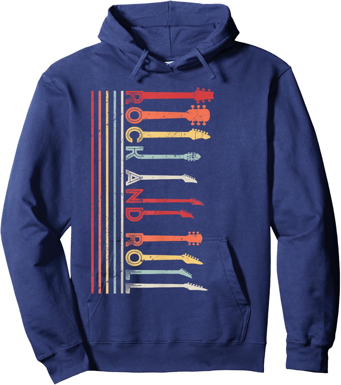 Rock And Roll Vintage For Concert Band, Rock Music Lover Hoodie - Hoodie | Navy