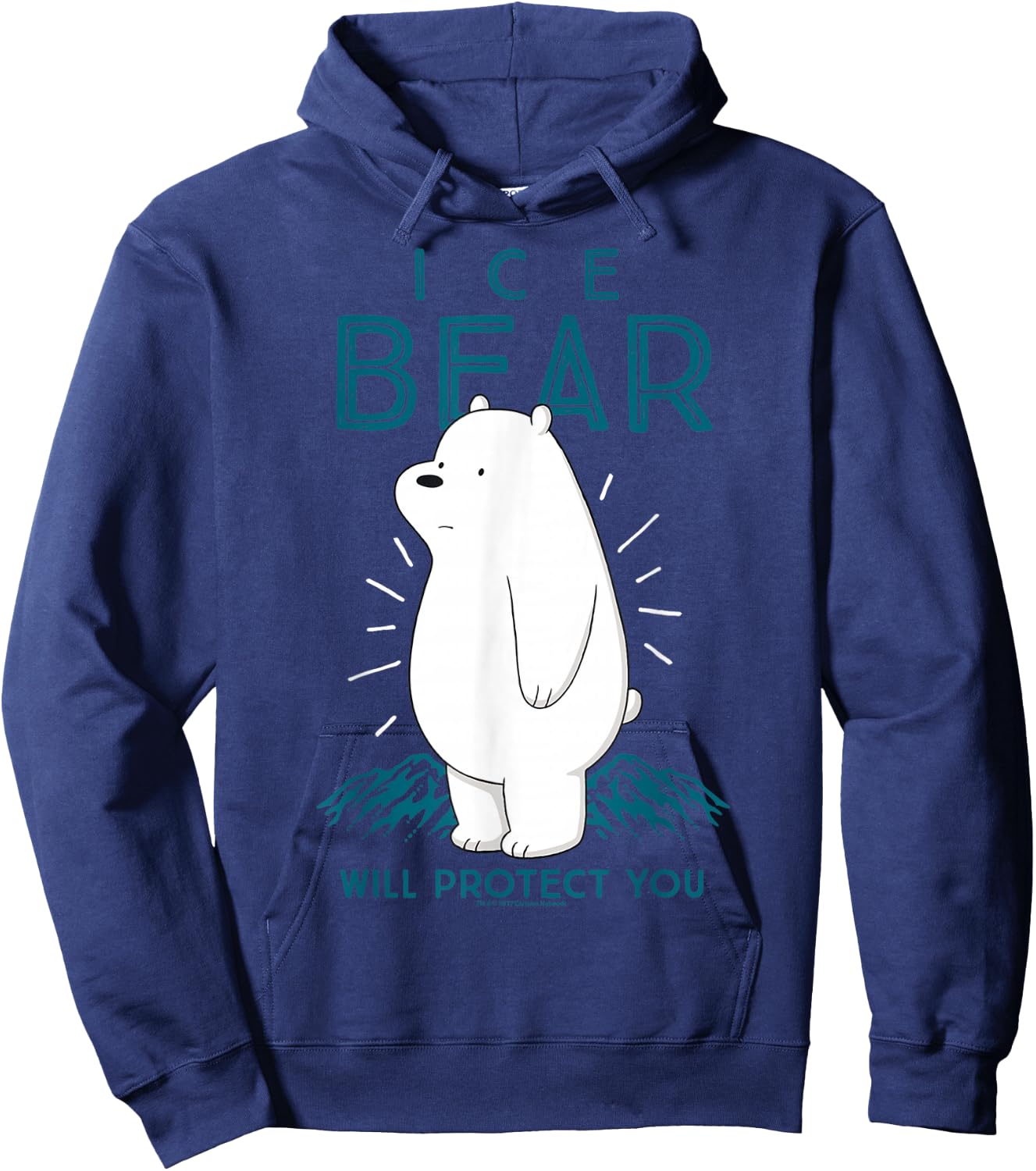 CN We Bare Bears Ice Bear Will Protect You Graphic Hoodie - Hoodie | Navy